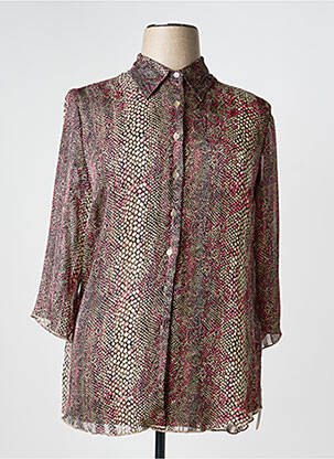 Chemisier tissage crêpe manches 3/4 rose CLAUDE DE SAIVRE femme