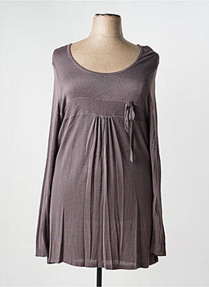 Pull tunique stretch manches longues gris BY MILLA femme