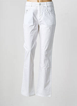 Pantalon slim tissage popeline taille normale blanc FRED SABATIER femme