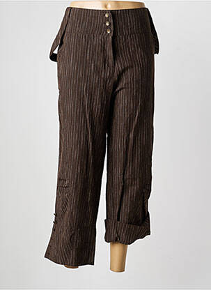 Pantalon 7/8 taille à pinces taille normale marron TERRAMODA femme