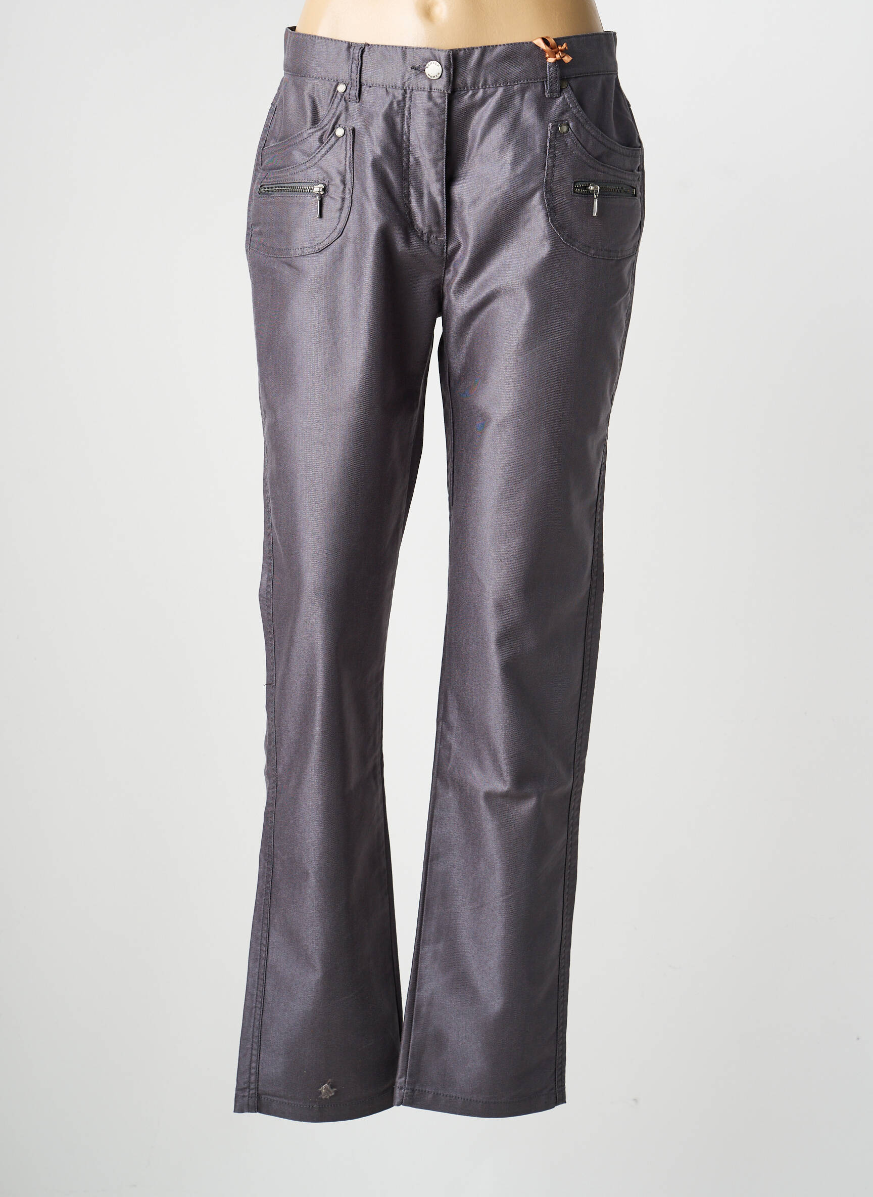 Pantalon slim tissage enduit taille normale gris JENSEN femme