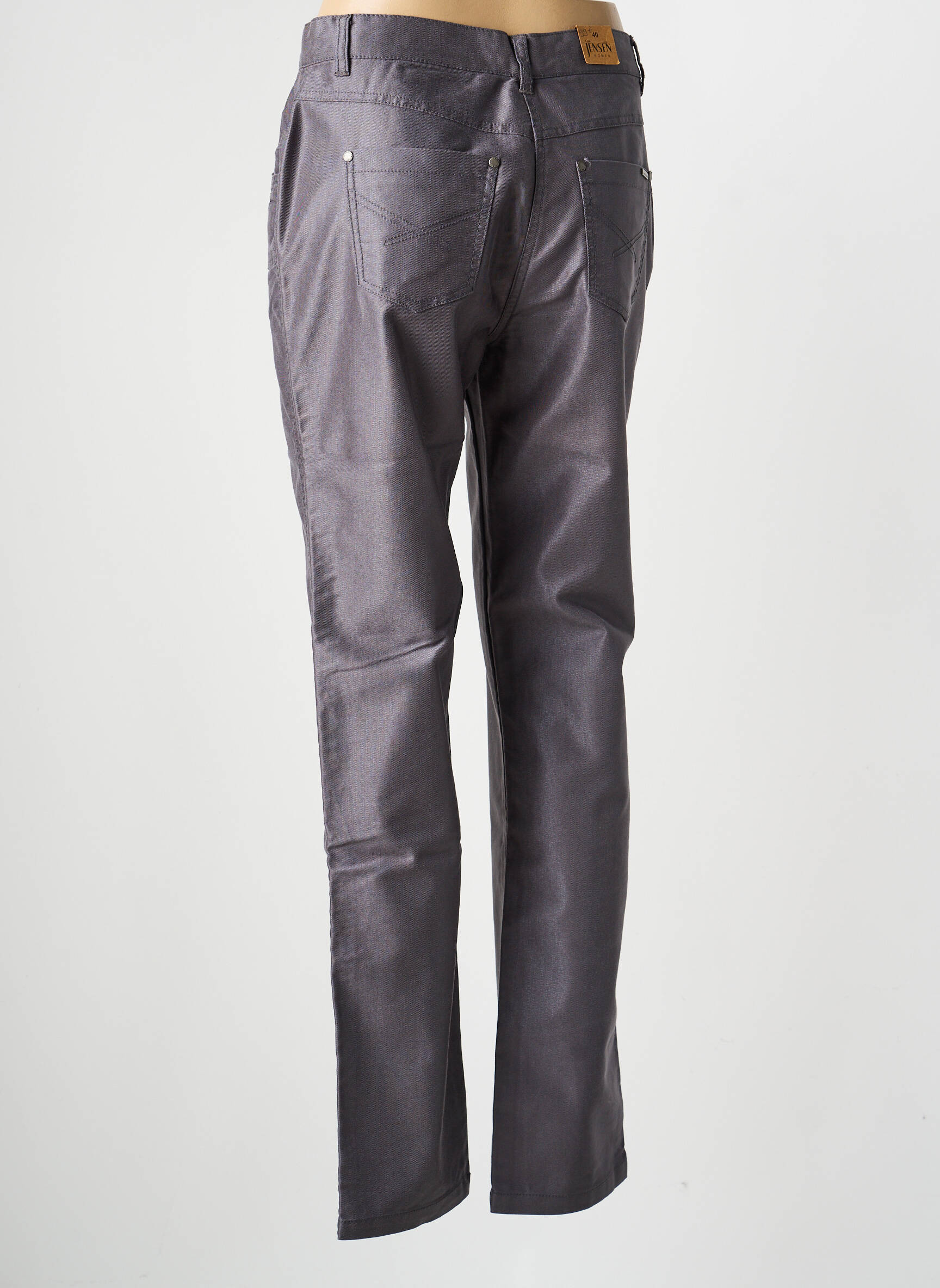 Pantalon slim tissage enduit taille normale gris JENSEN femme