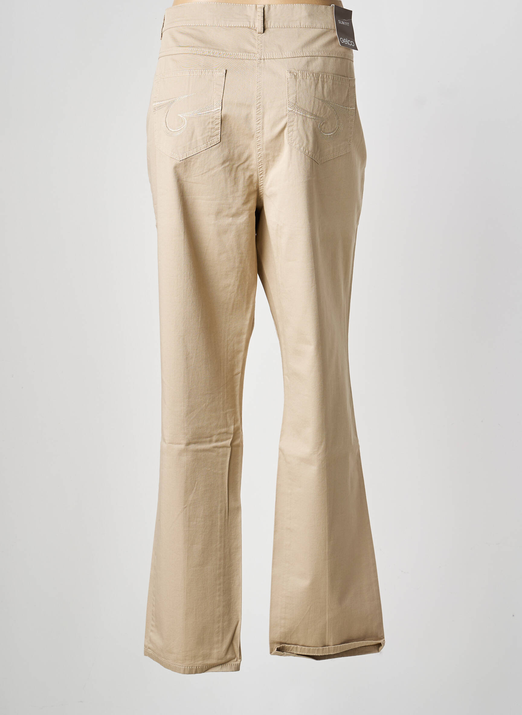 Pantalon droit tissage popeline taille normale beige GELCO femme