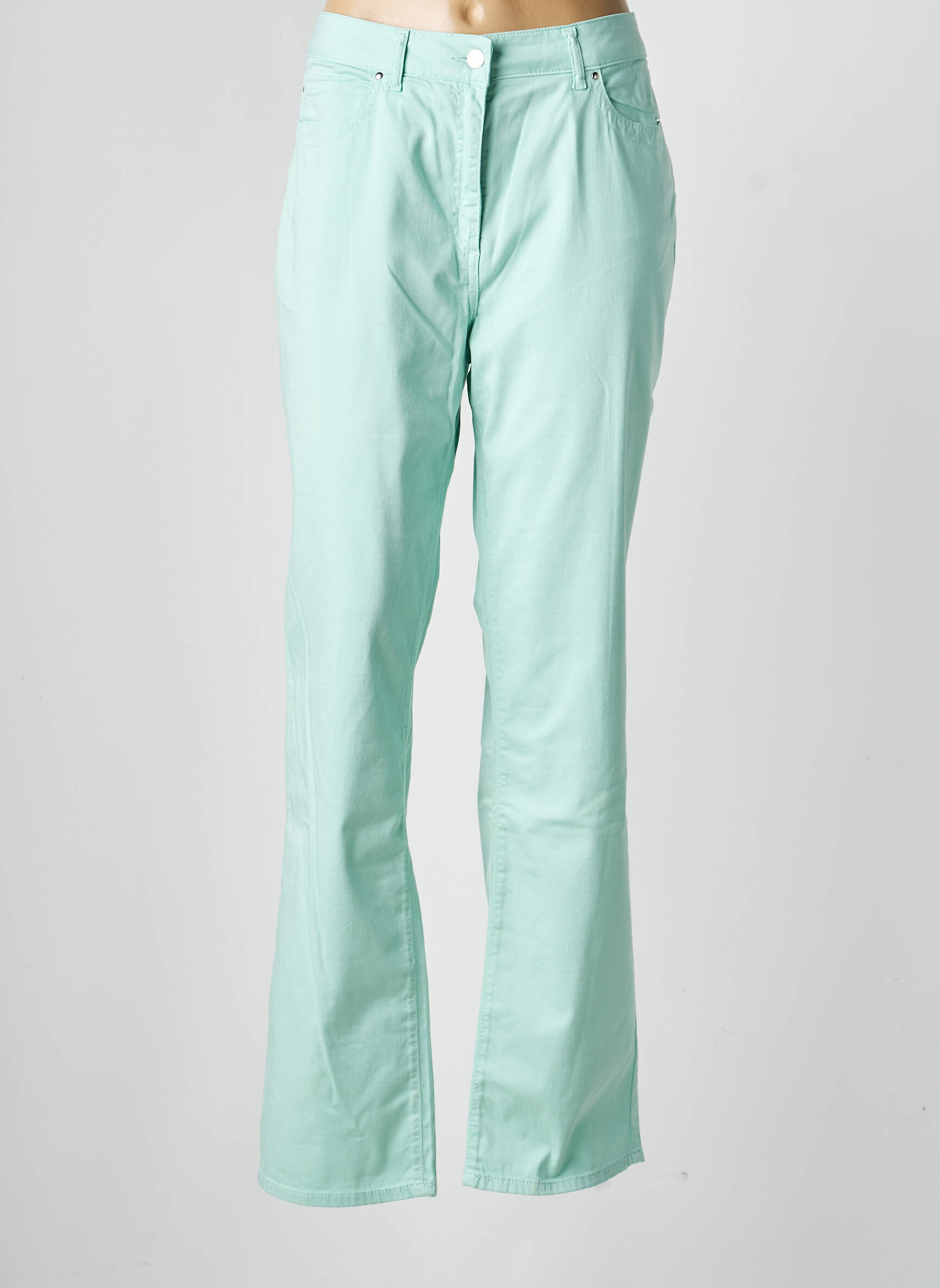 Pantalon droit tissage popeline taille normale vert CLAUDE DE SAIVRE femme