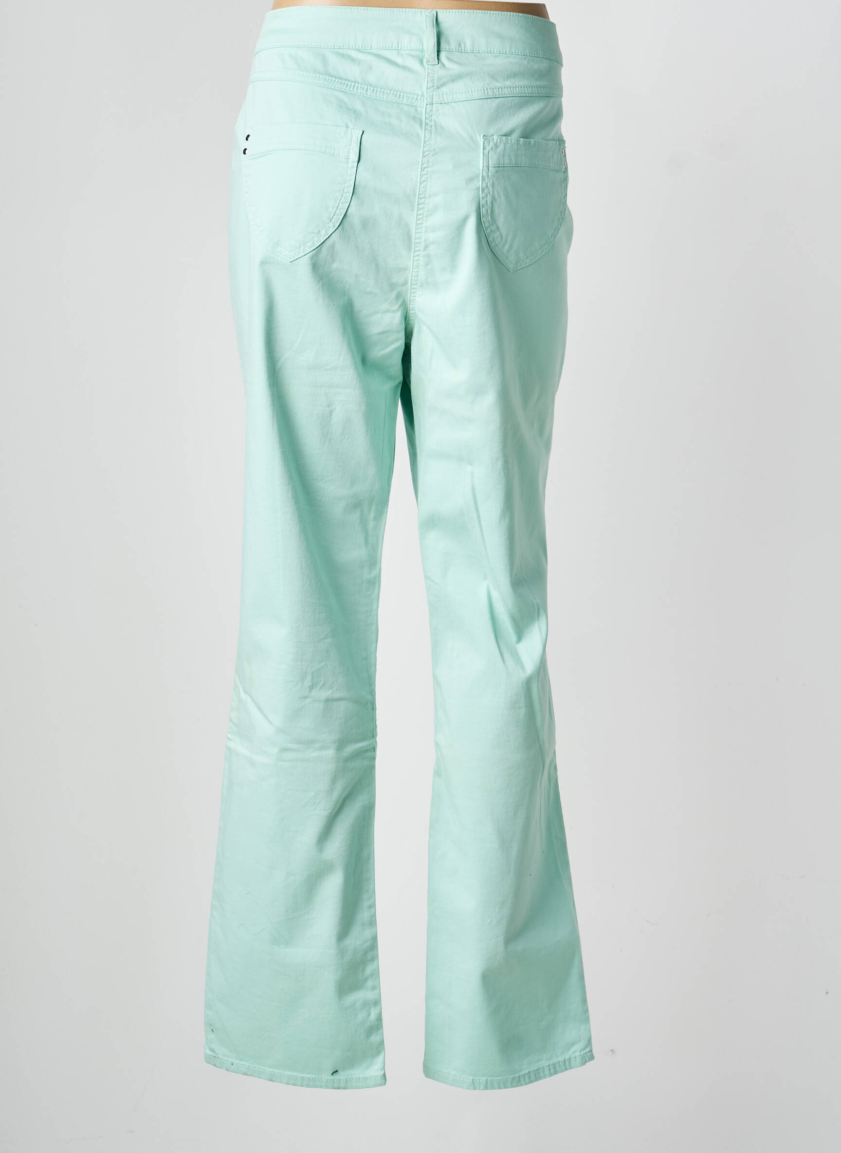 Pantalon droit tissage popeline taille normale vert CLAUDE DE SAIVRE femme