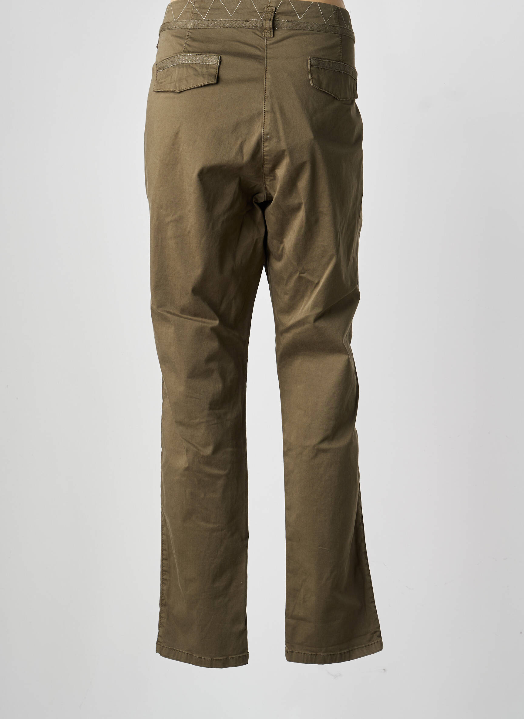 Pantalon chino tissage popeline taille haute vert MADO ET LES AUTRES femme