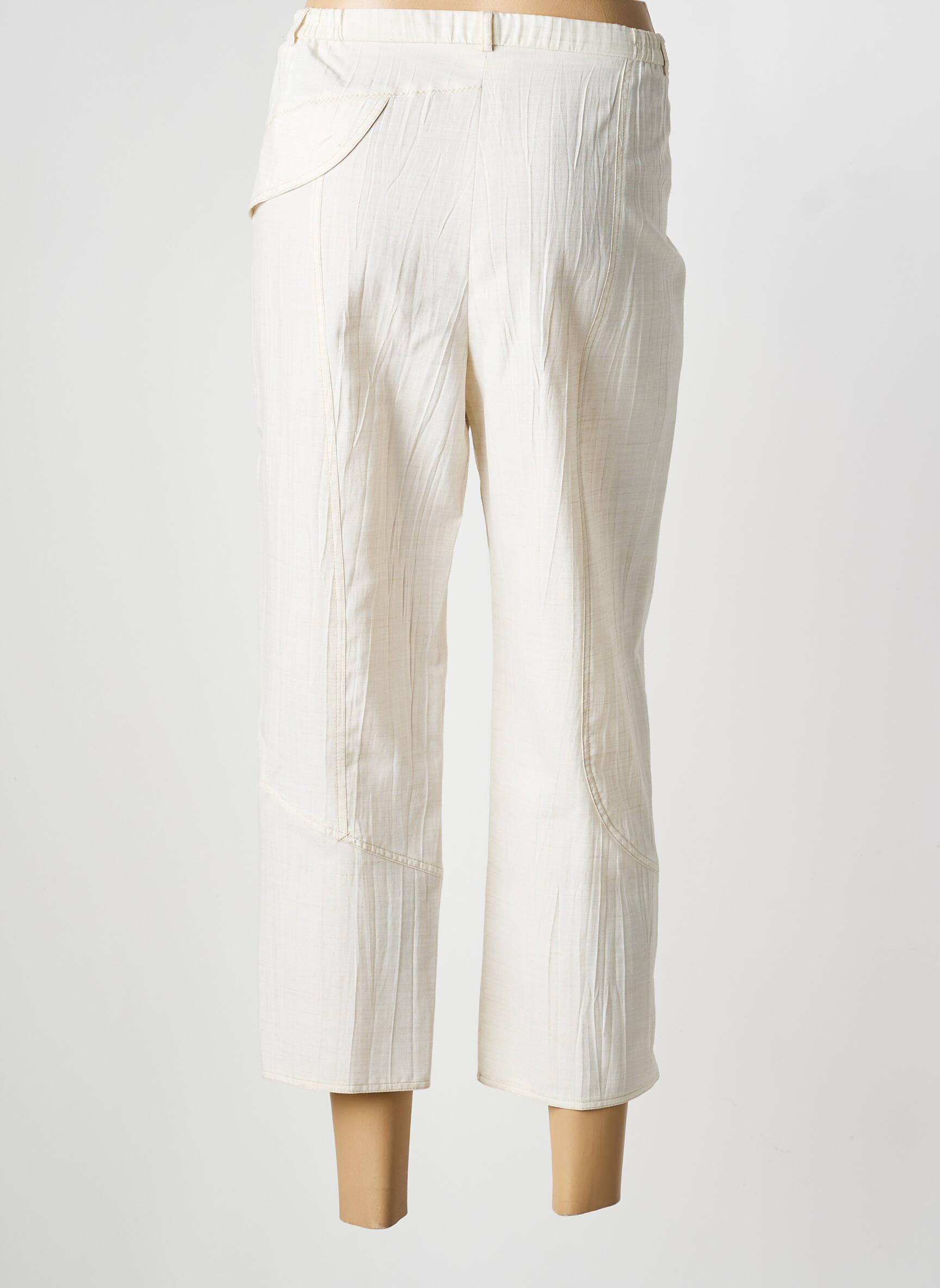 Pantacourt taille haute taille haute beige PAUPORTÉ femme