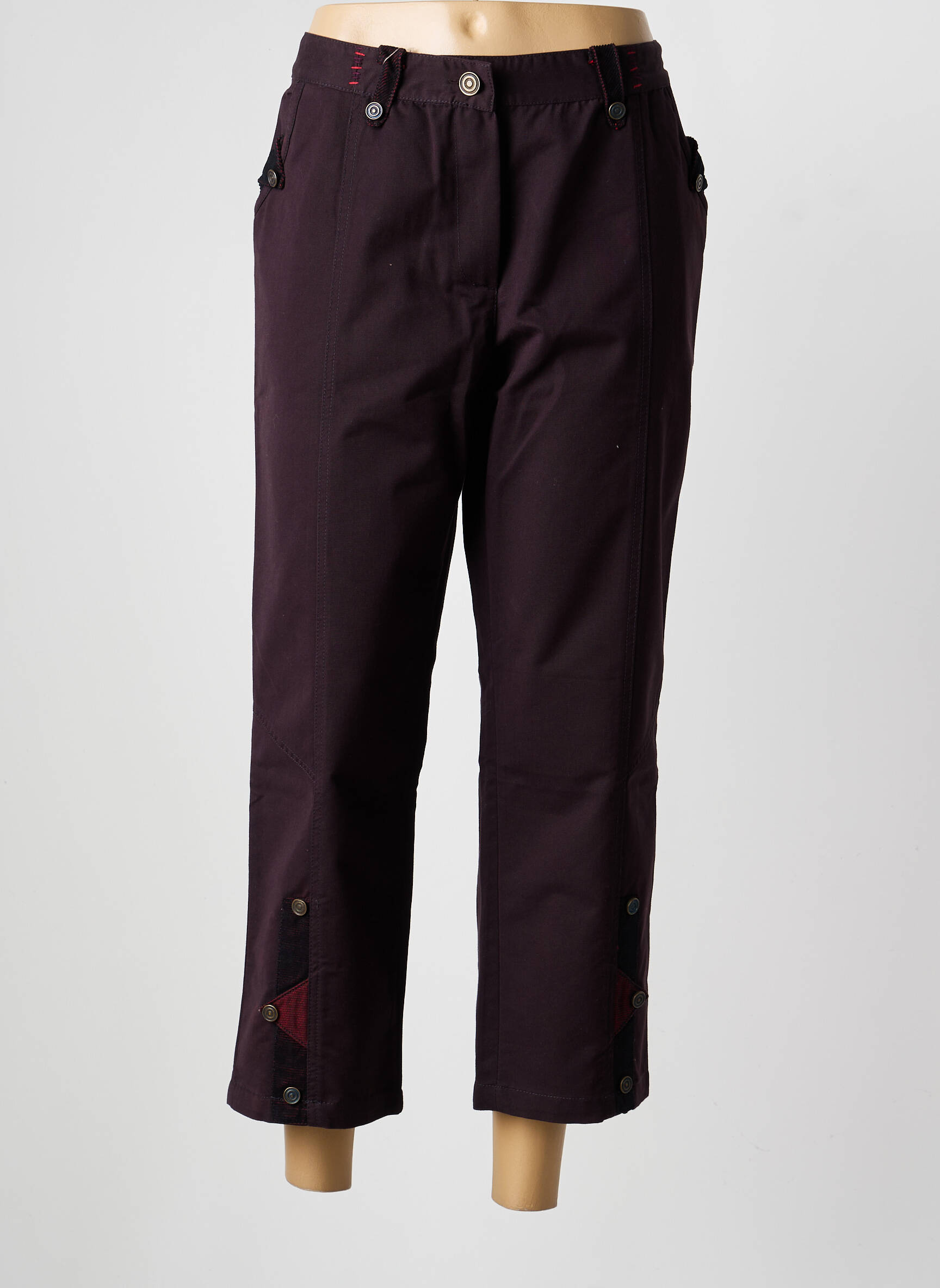 Pantalon 7/8 tissage popeline taille normale rouge JAC JAC femme