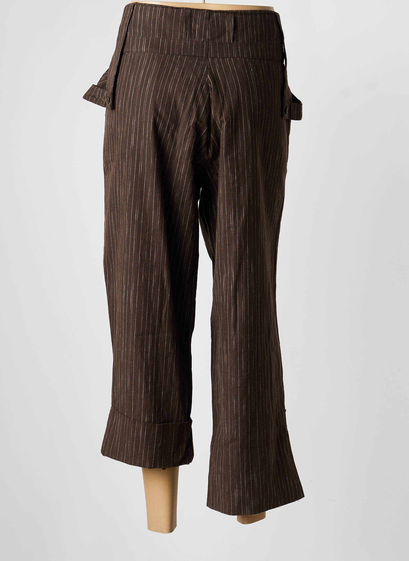 Pantalon 7/8 taille à pinces taille normale marron TERRAMODA femme