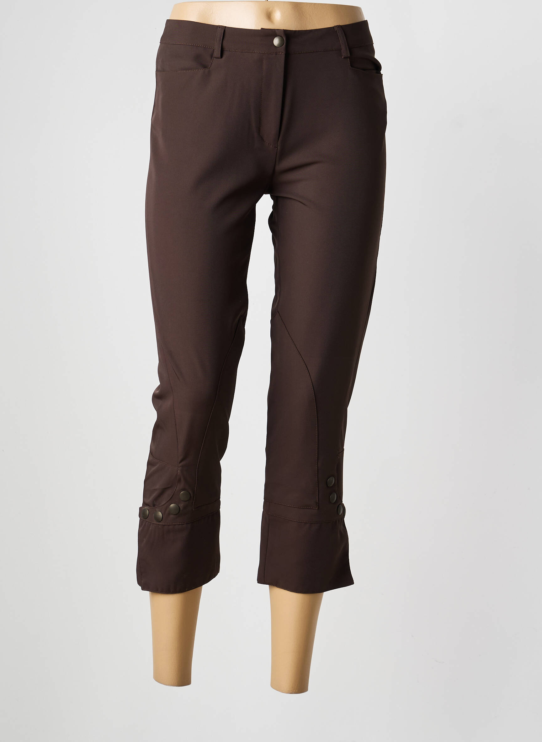 Pantacourt tissage popeline taille normale marron CARLA KOPS femme