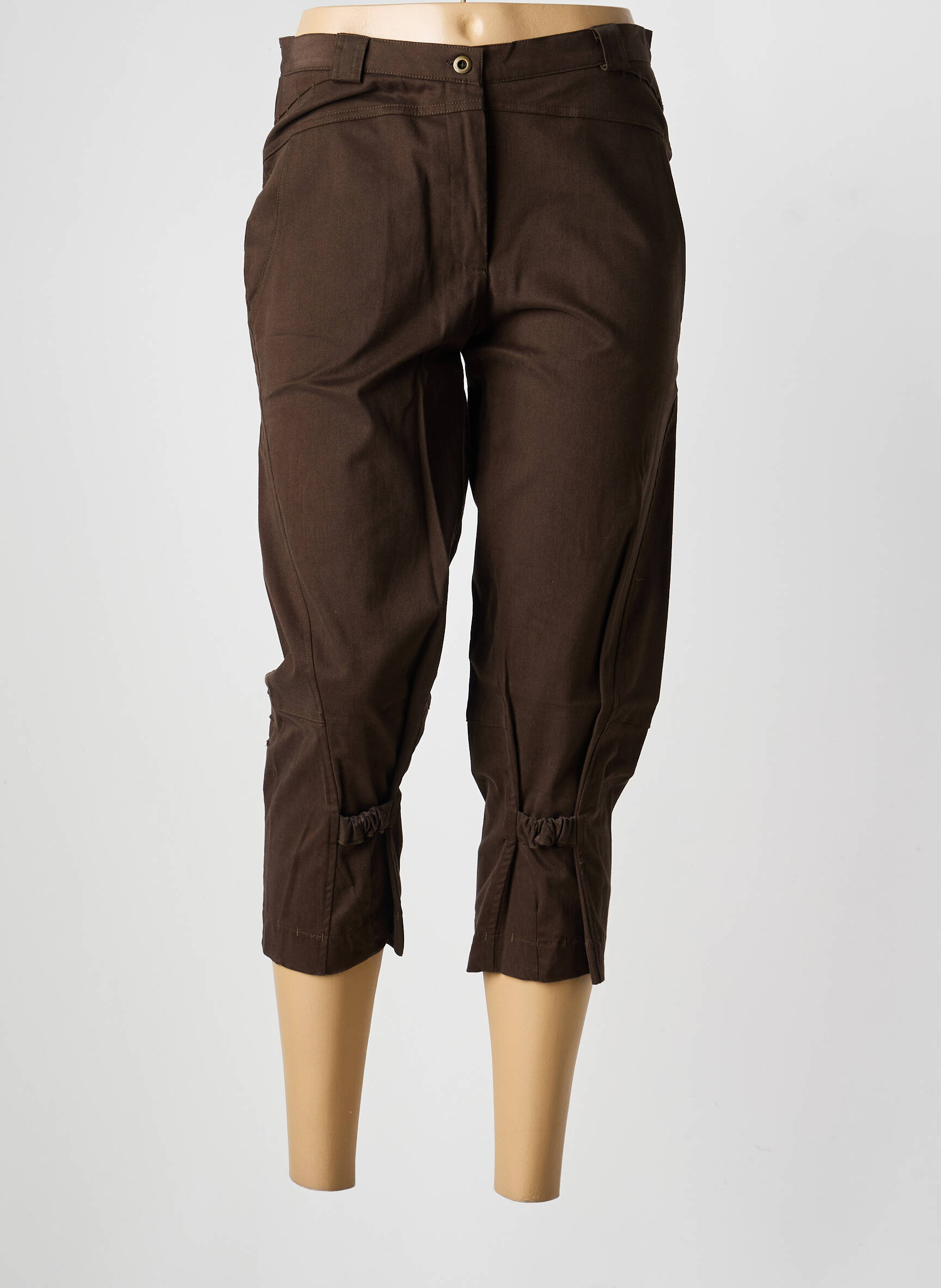 Pantacourt stretch taille normale marron TERRAMODA femme