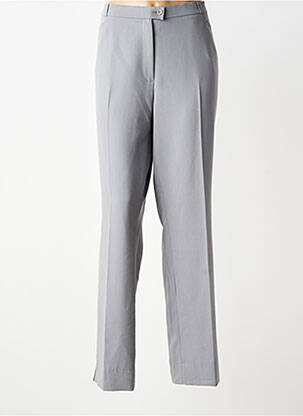 Pantalon droit fermeture zippée sous rabat boutonné taille normale gris QUATTRO femme