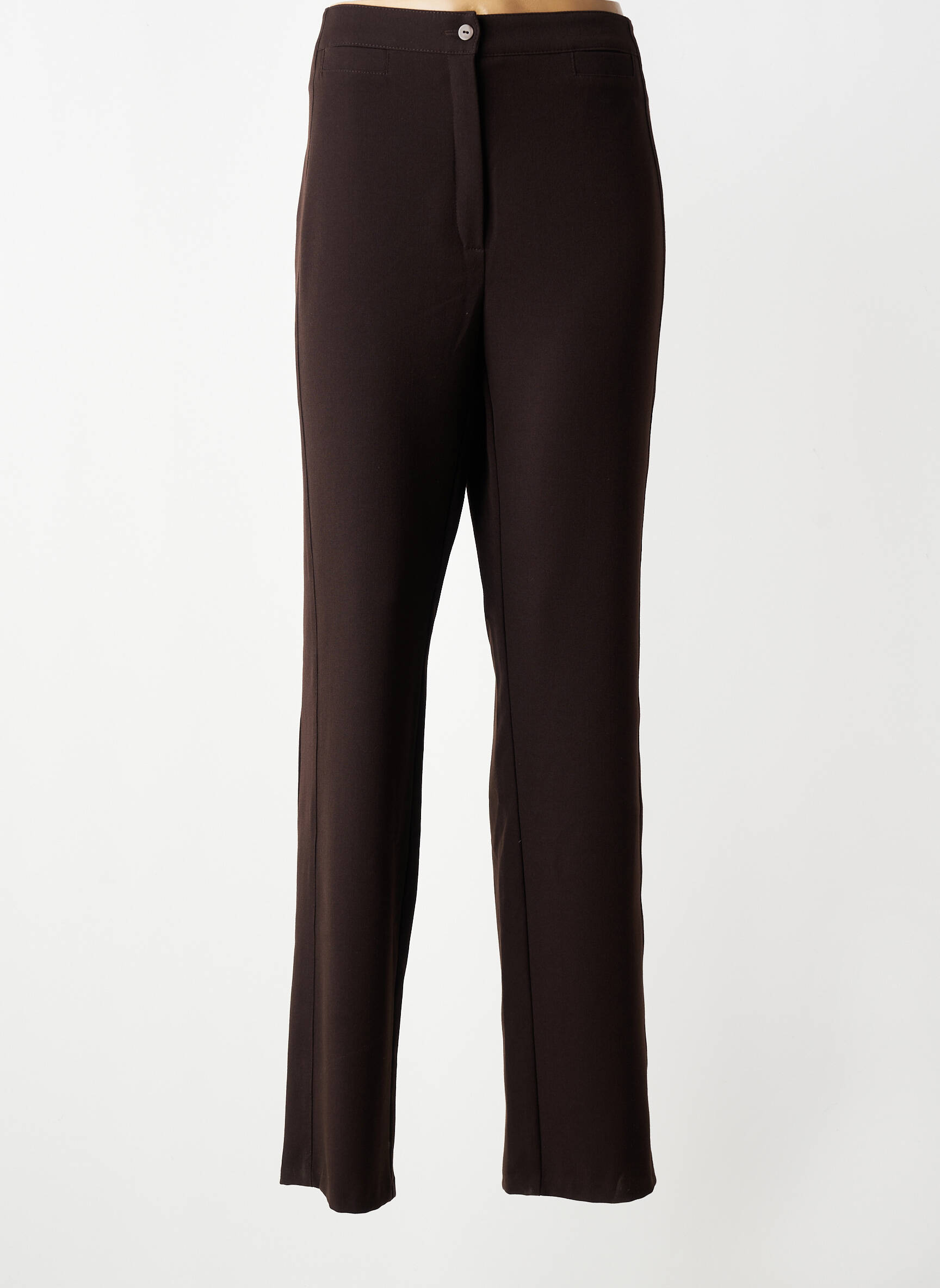 Pantalon droit tissage crêpe taille normale marron QUATTRO femme
