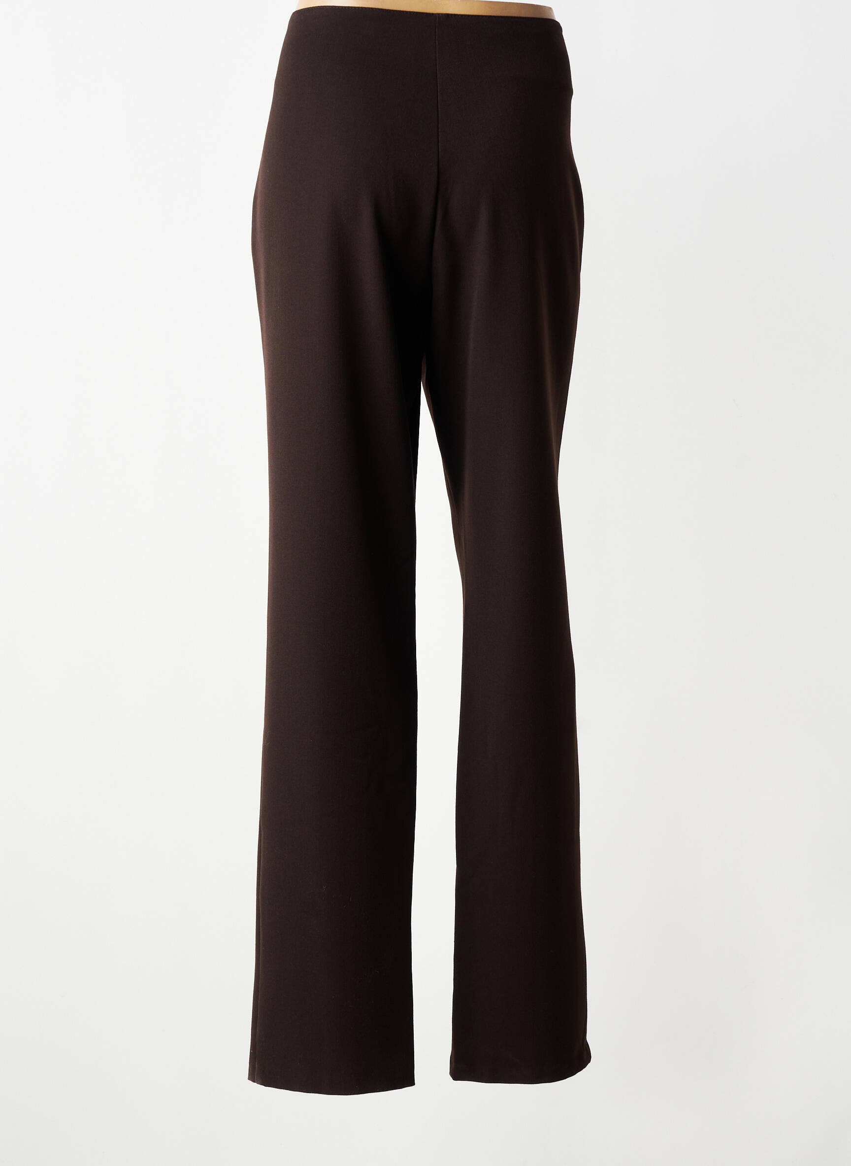 Pantalon droit tissage crêpe taille normale marron QUATTRO femme