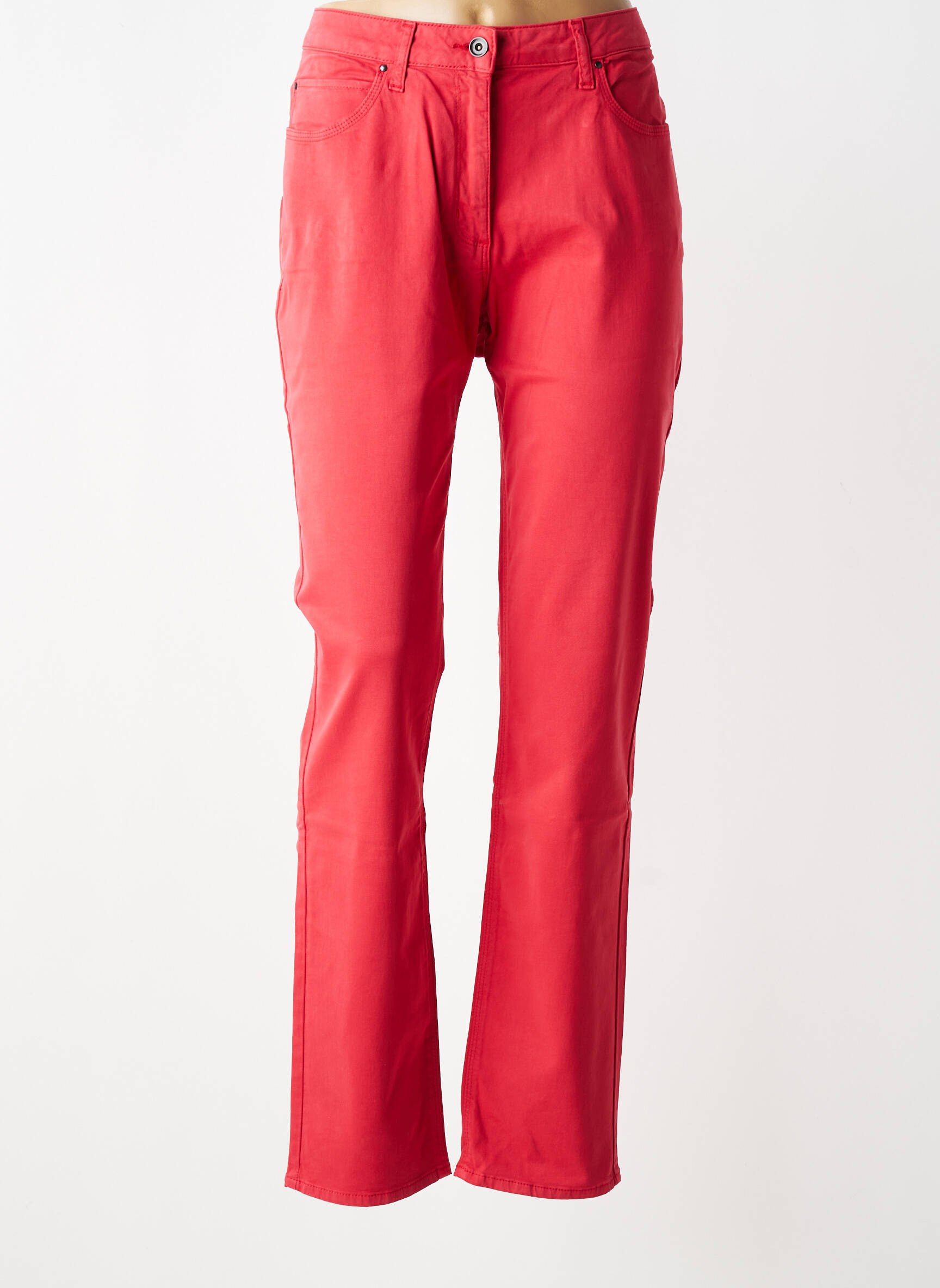 Pantalon slim tissage popeline taille normale rouge DESAIVRE femme
