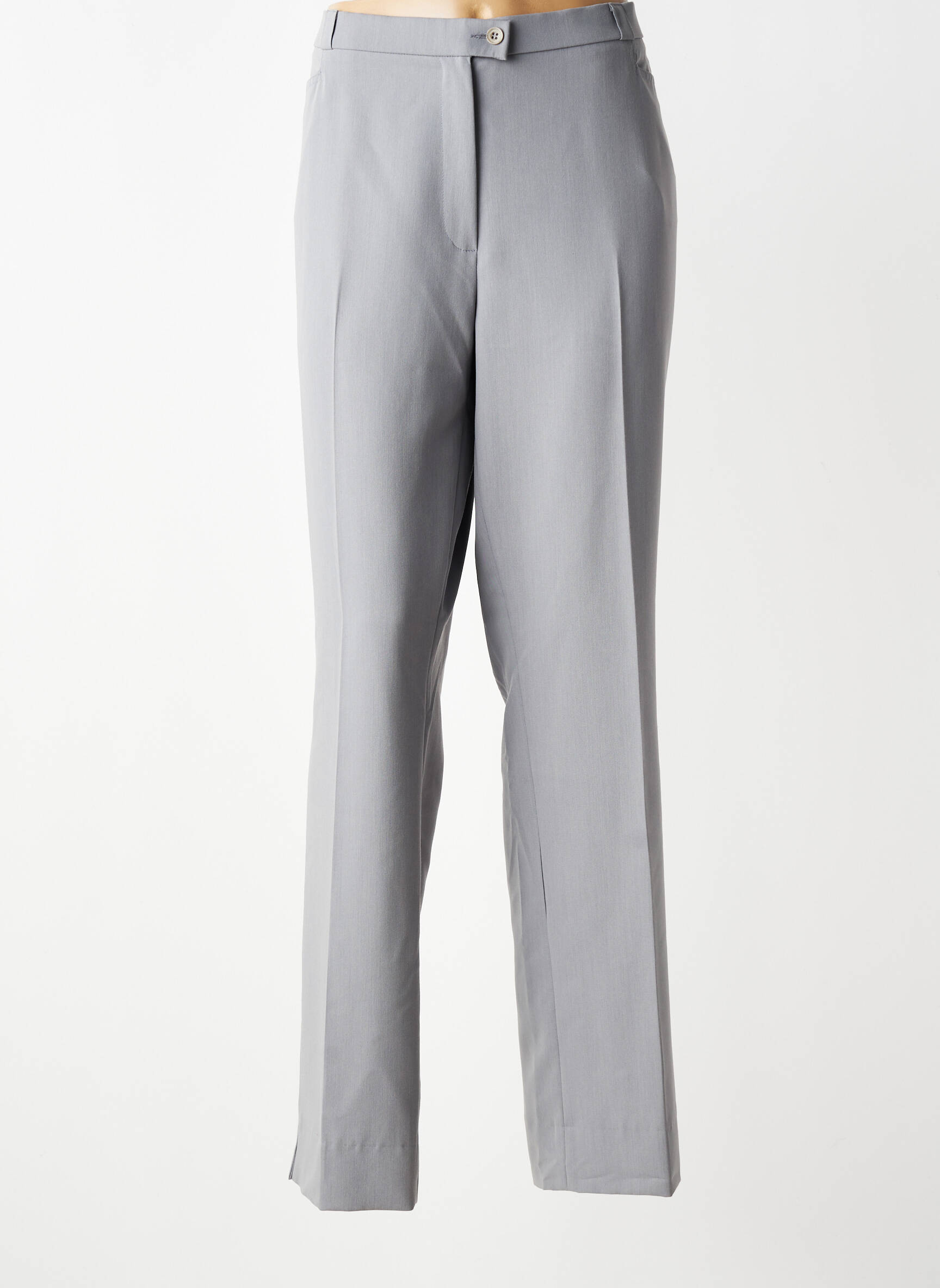 Pantalon droit fermeture zippée sous rabat boutonné taille normale gris QUATTRO femme
