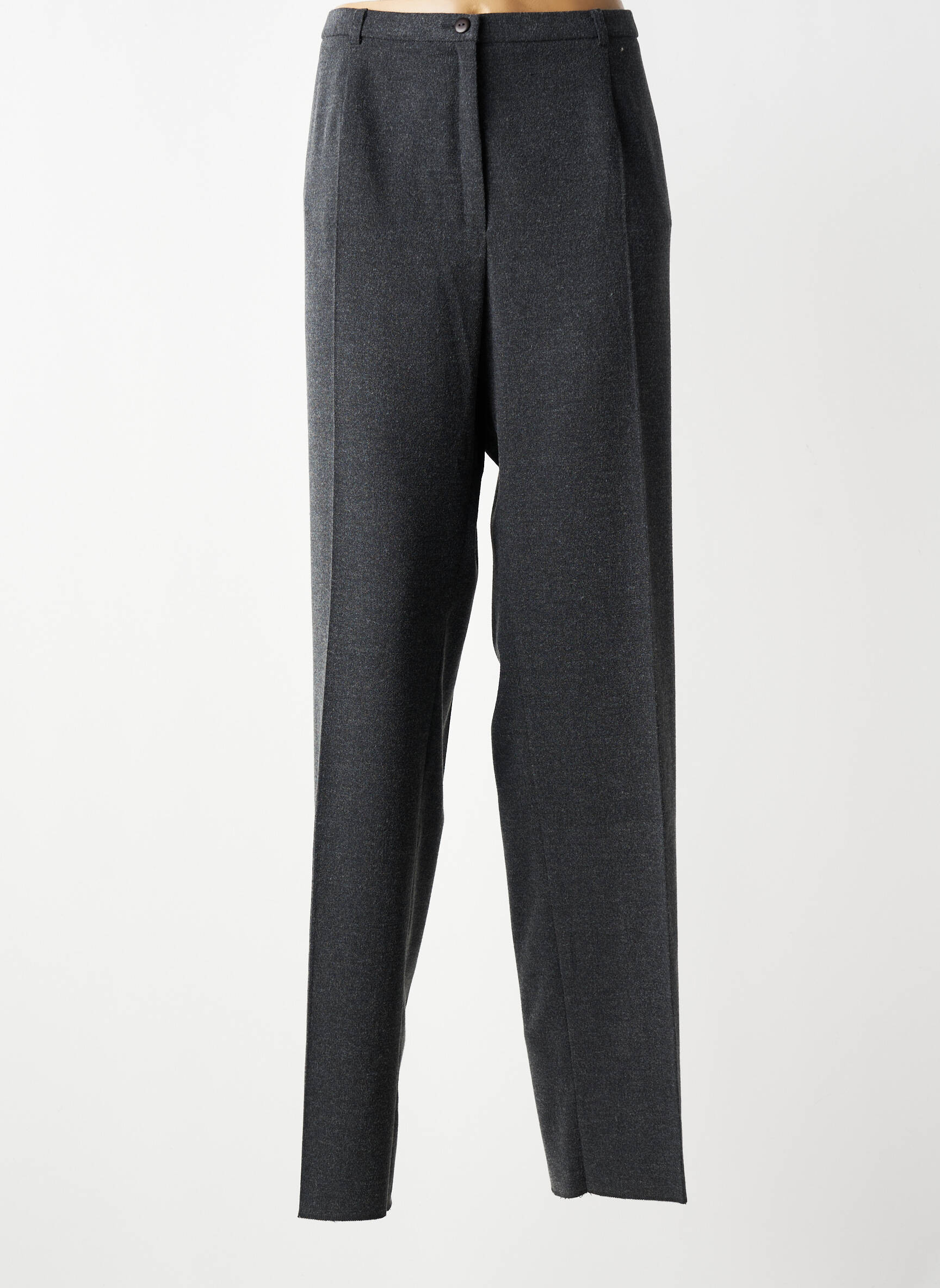 Pantalon droit fermeture zippée sous rabat boutonné taille normale gris PAUPORTÉ femme