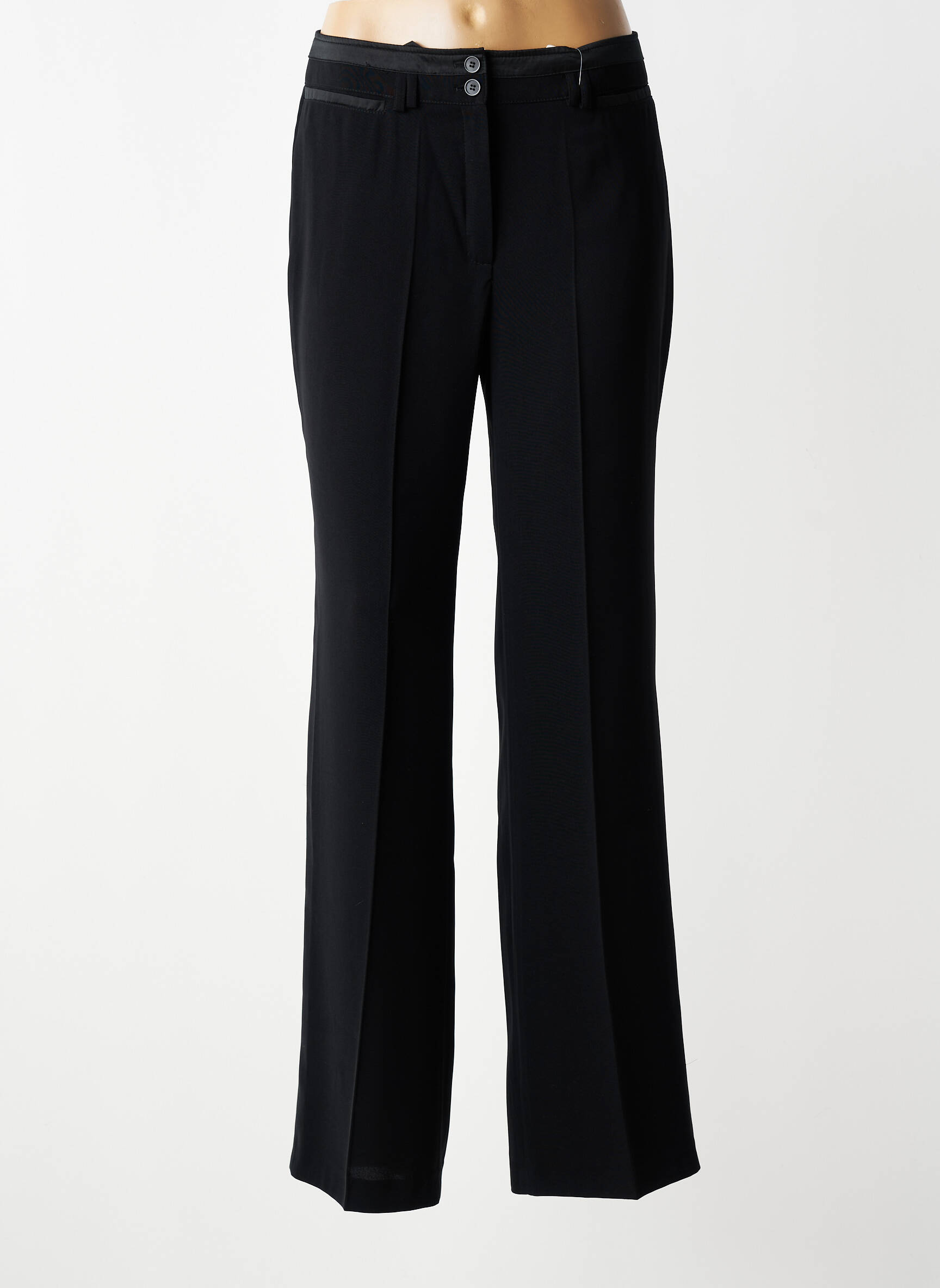 Pantalon flare taille à pinces taille haute noir GELCO femme