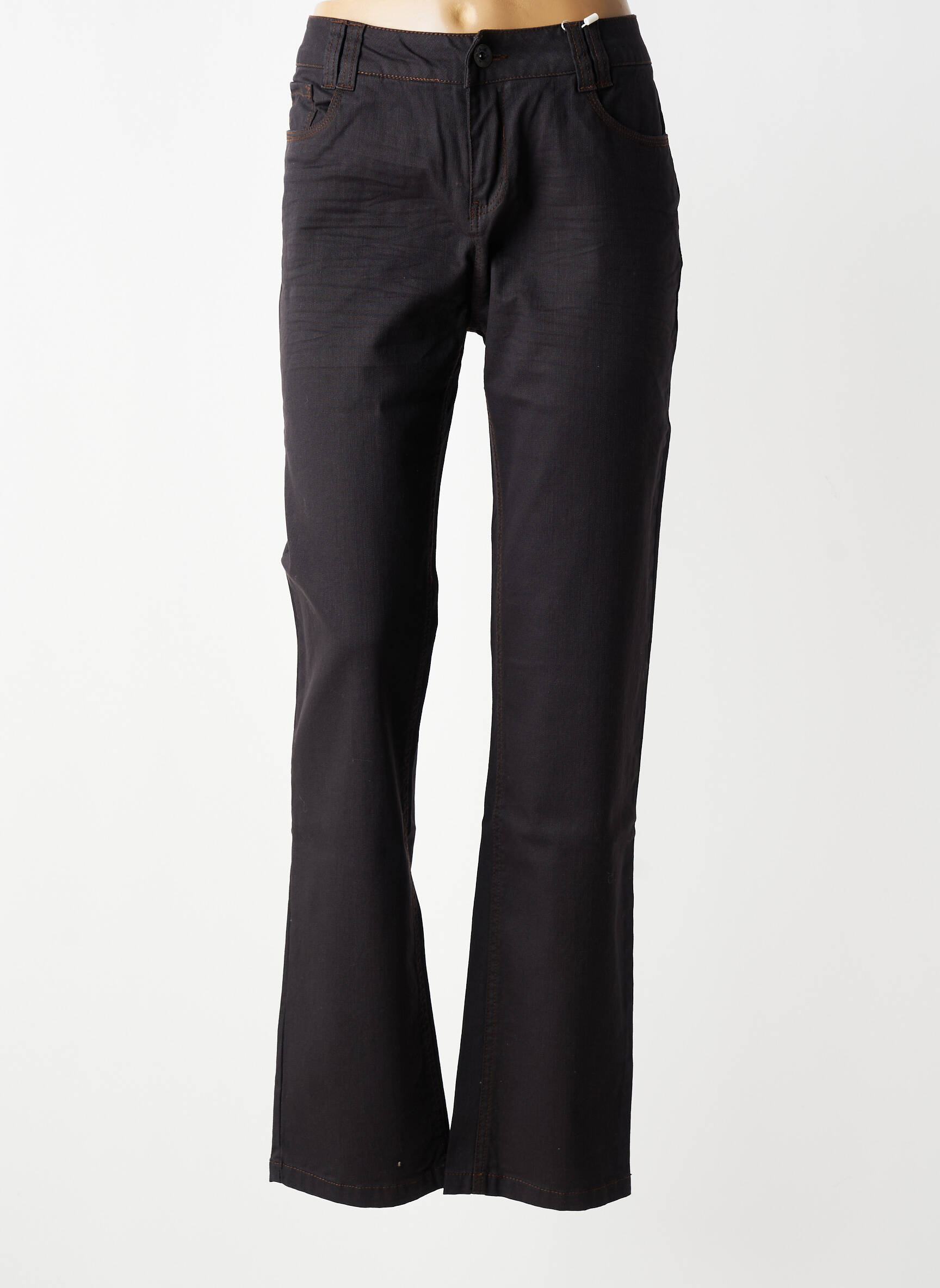 Jeans coupe droite stretch taille basse noir FRED SABATIER femme