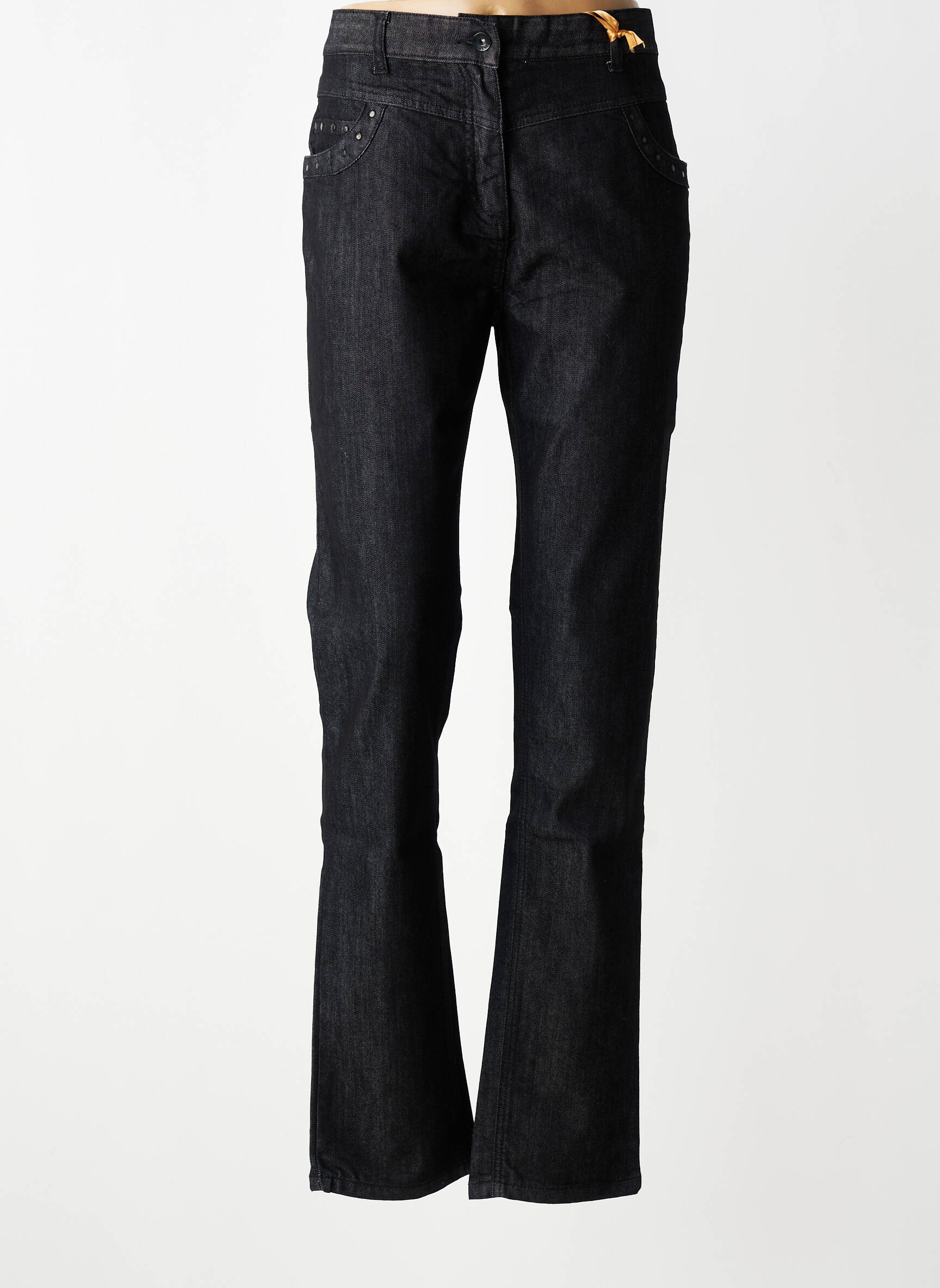 Jeans coupe slim tissage brut taille normale noir JENSEN femme