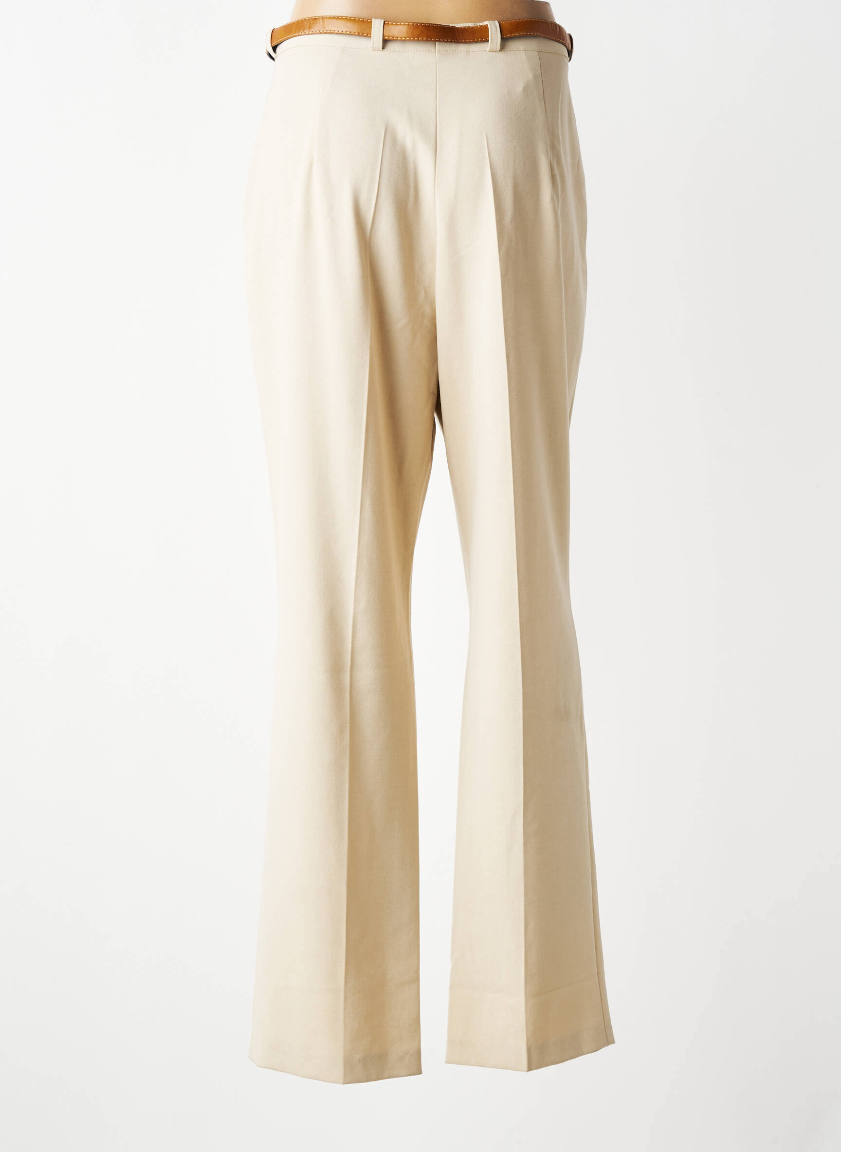 Pantalon droit tissage crêpe taille haute beige STEILMANN femme