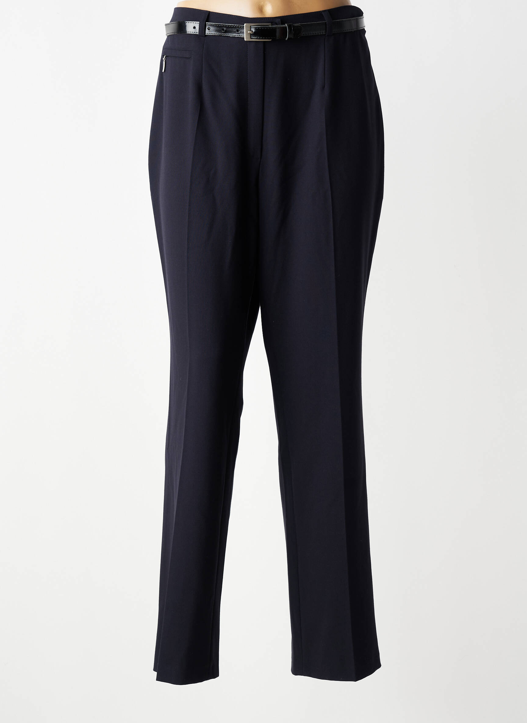 Pantalon droit tissage crêpe taille haute bleu STEILMANN femme