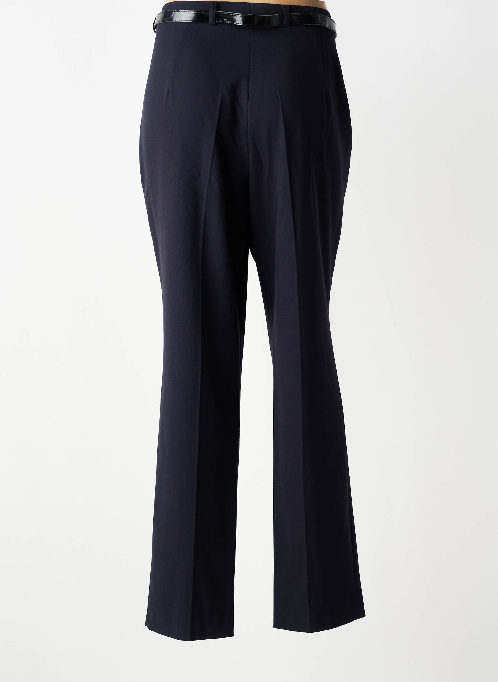 Pantalon droit tissage crêpe taille haute bleu STEILMANN femme