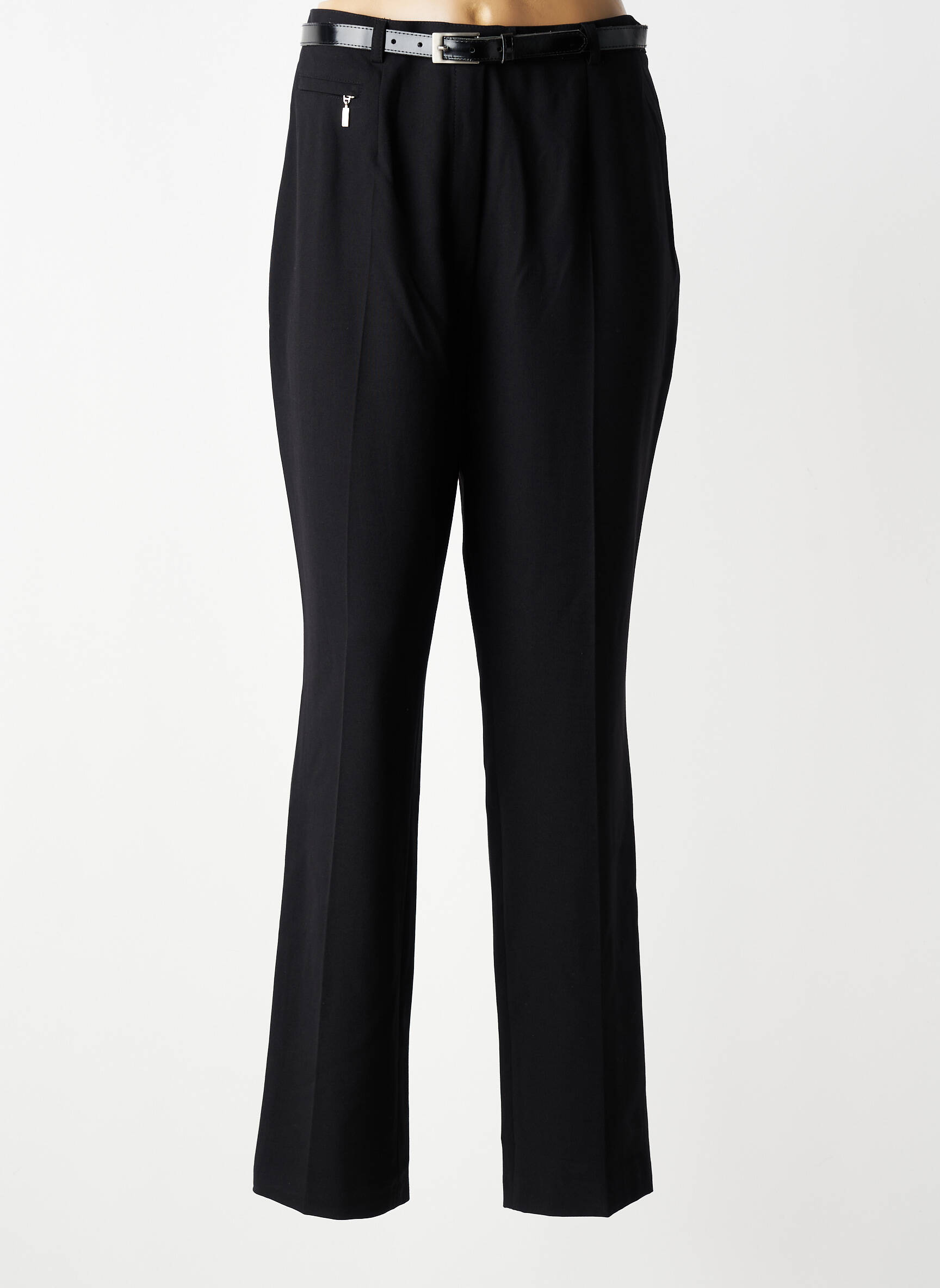 Pantalon droit tissage crêpe taille haute noir STEILMANN femme