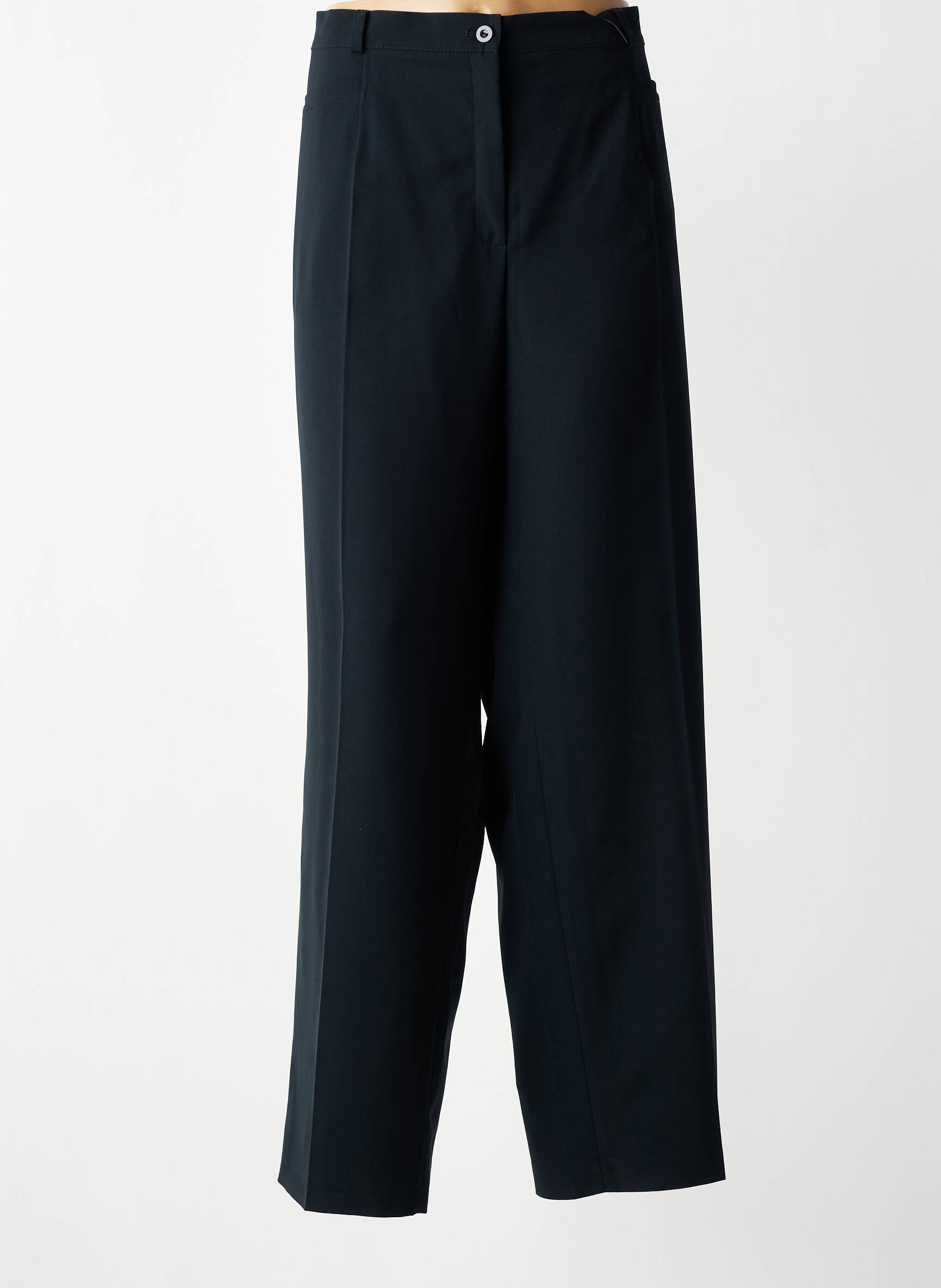 Pantalon droit tissage crêpe taille normale bleu GELCO femme