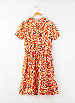 Robe mi-longue manches courtes manches courtes orange ONLY fille