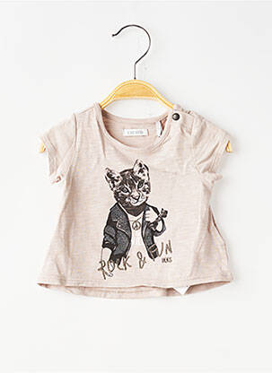 T-shirt stretch manches courtes marron IKKS fille