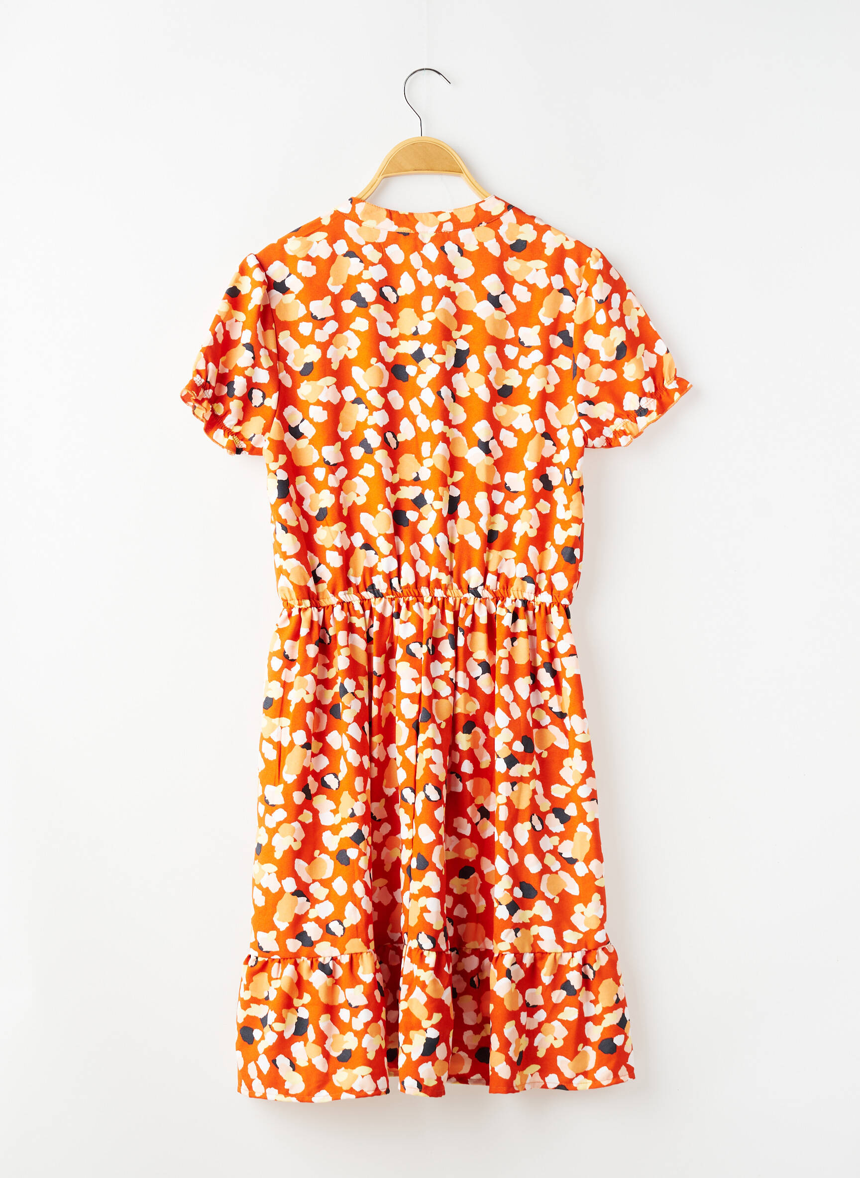 Robe mi-longue manches courtes manches courtes orange ONLY fille