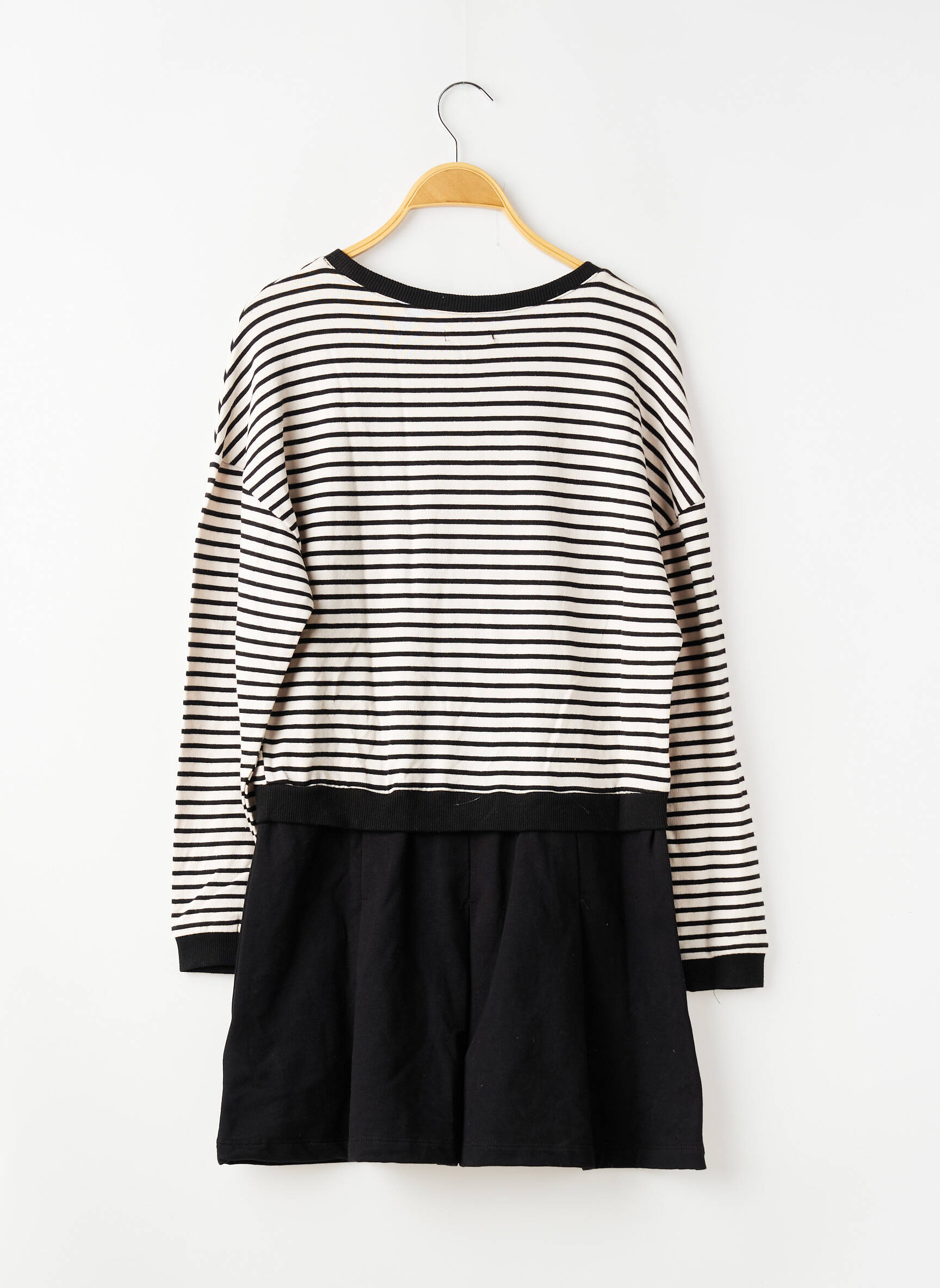 Robe mi-longue col rond manches longues noir MAYORAL fille
