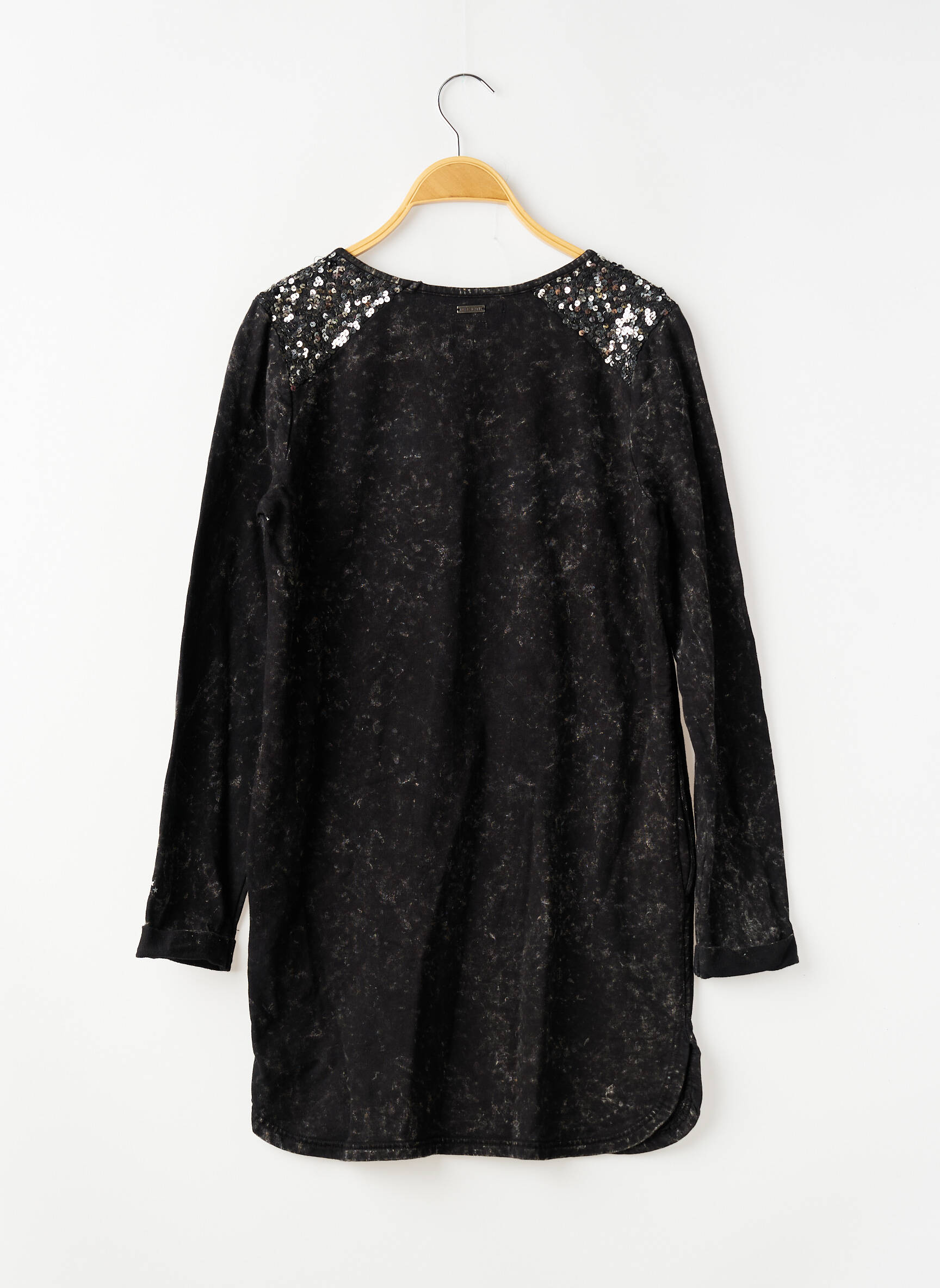 Robe mi-longue col rond manches longues noir PEPE JEANS fille