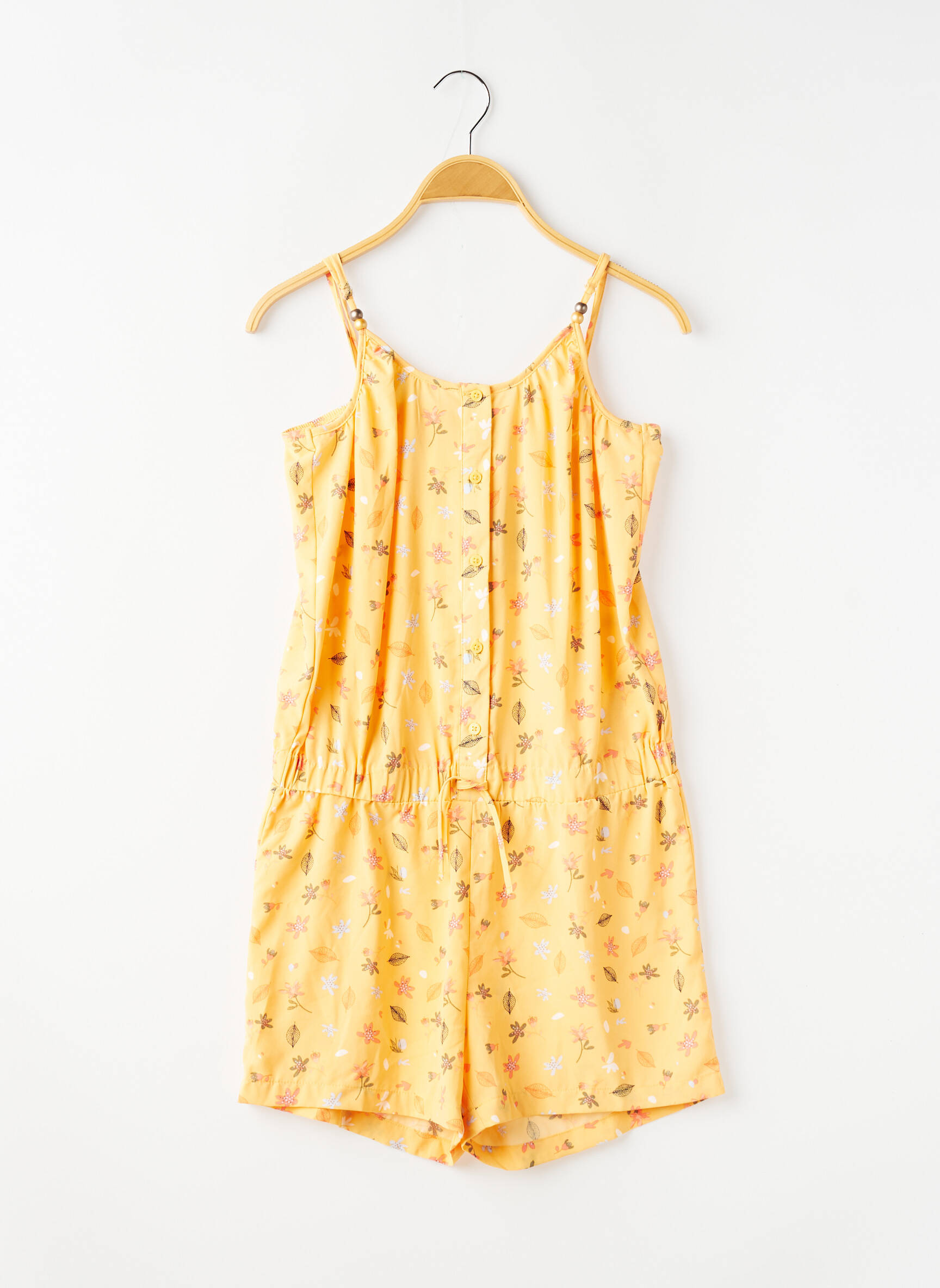 Combishort imprimé fleurs fines bretelles orange NAME IT fille