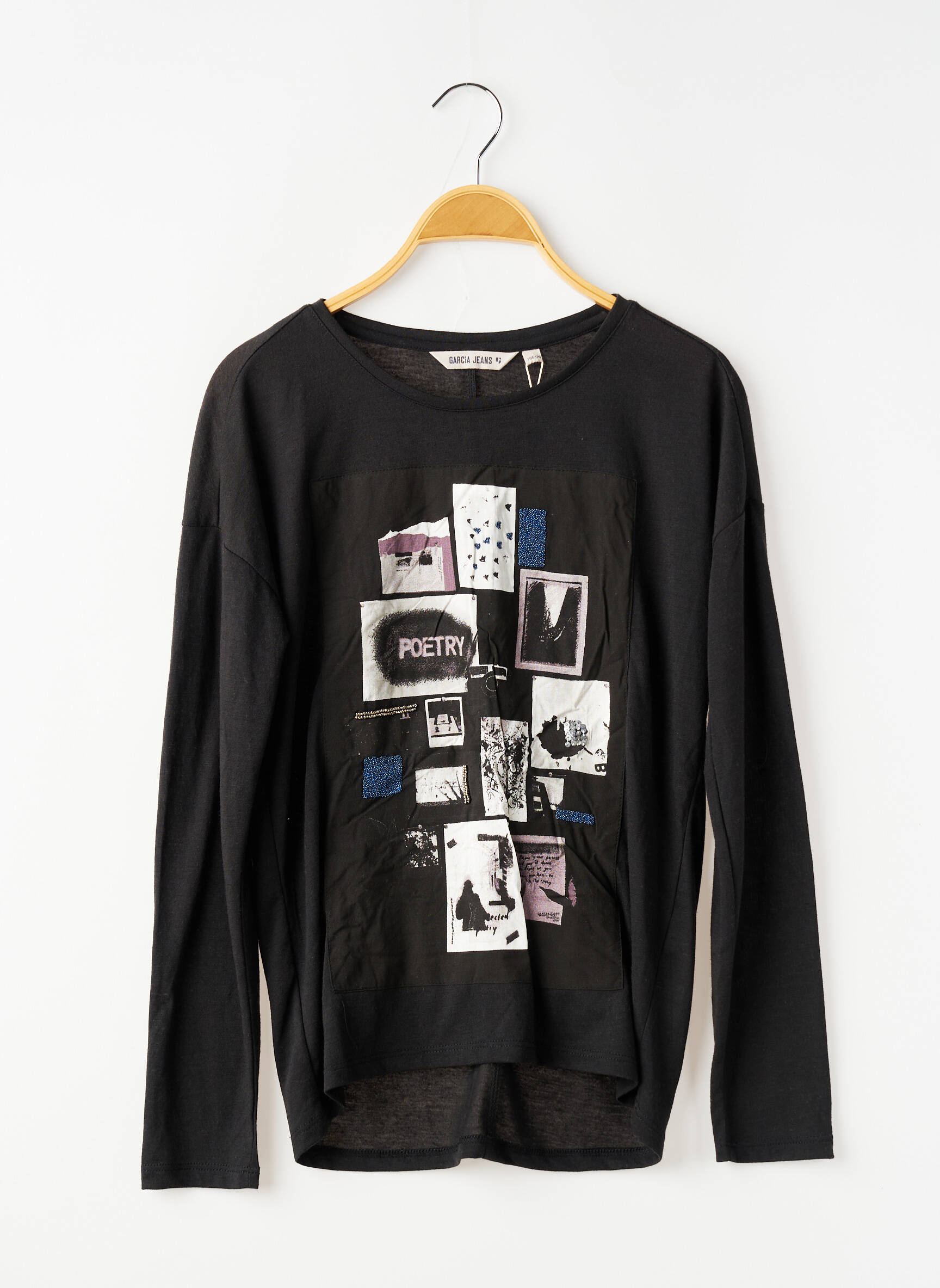 T-shirt coupe cintrée manches longues noir GARCIA fille