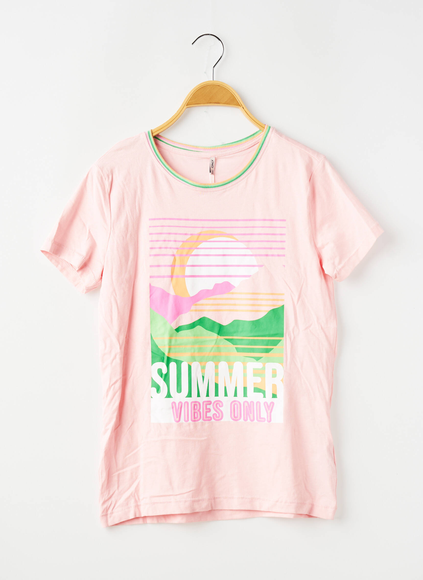 T-shirt coupe cintrée manches longues rose ONLY fille