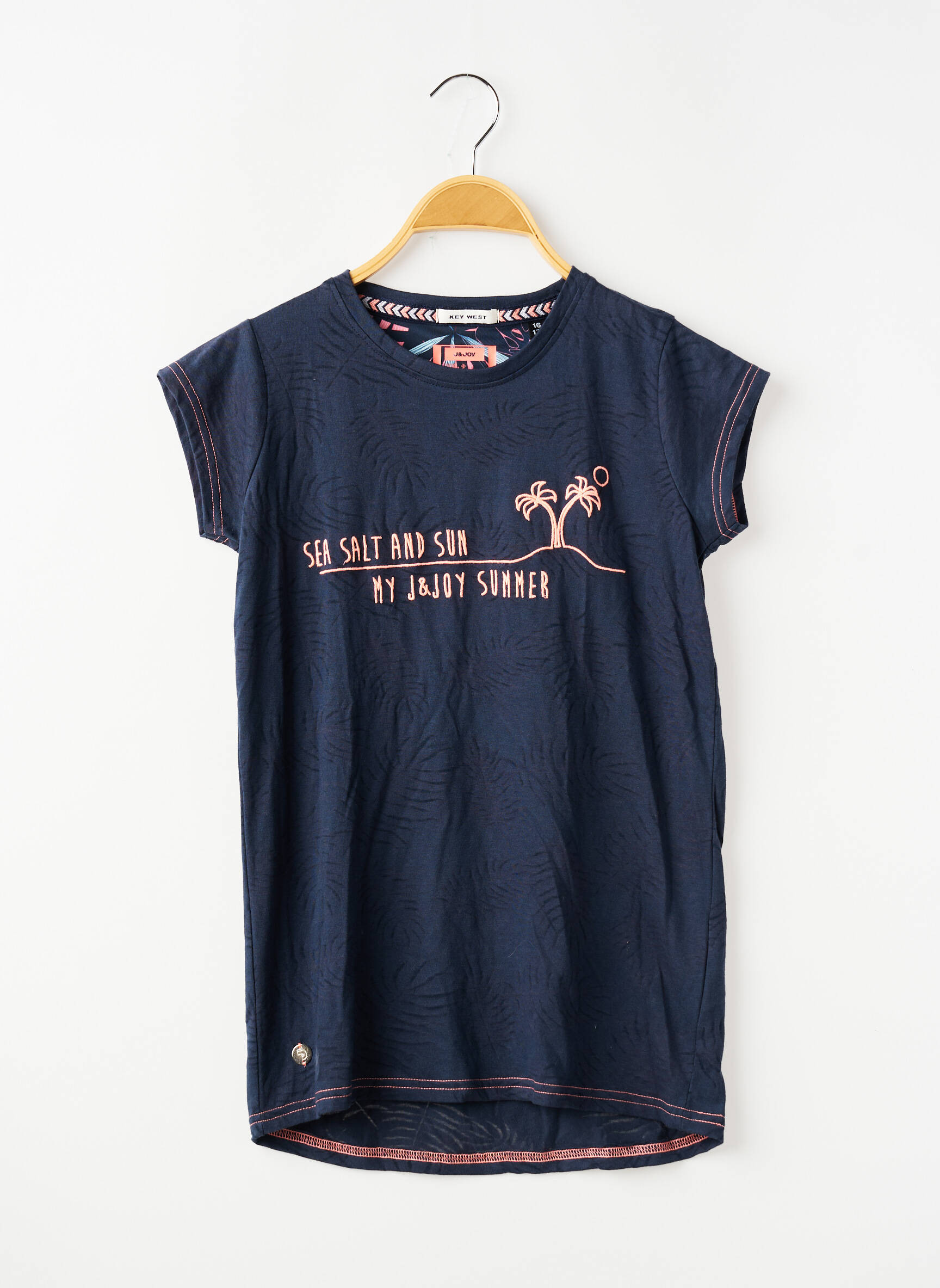 T-shirt stretch manches courtes bleu J&JOY fille