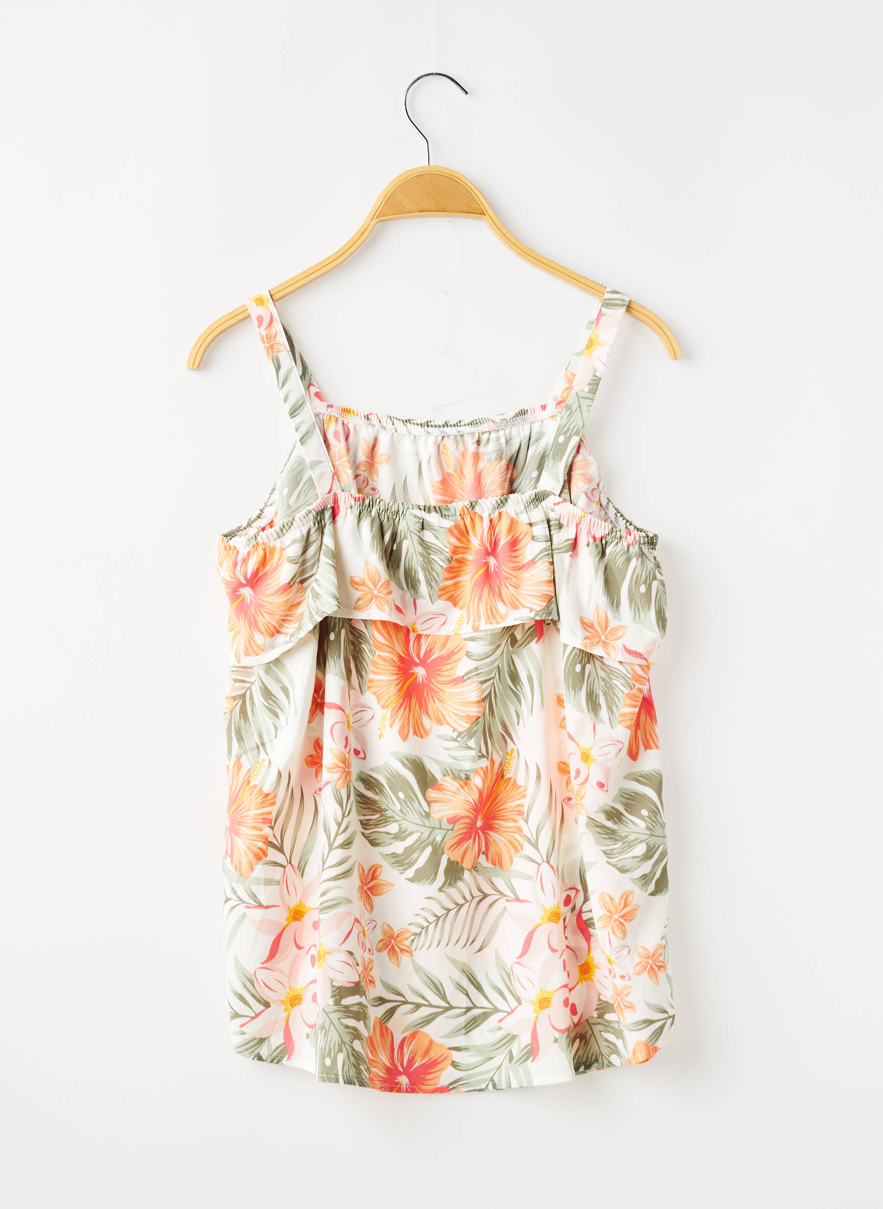 Top col carré fines bretelles vert BASIC NEEDS BY NAME IT fille