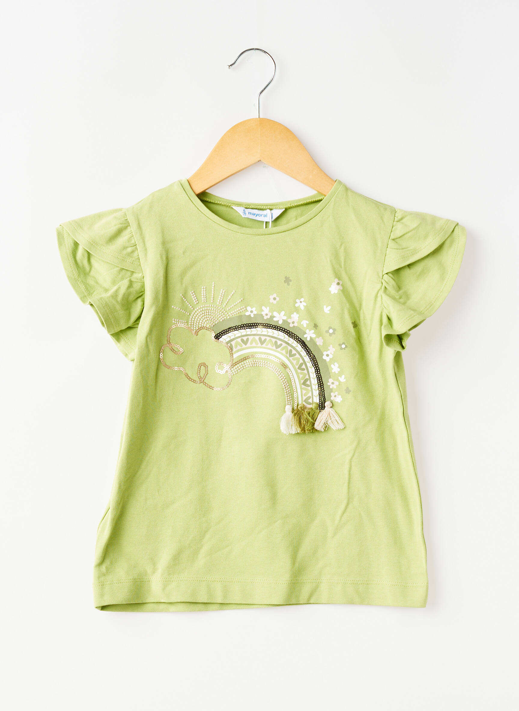 T-shirt stretch manches courtes vert MAYORAL fille