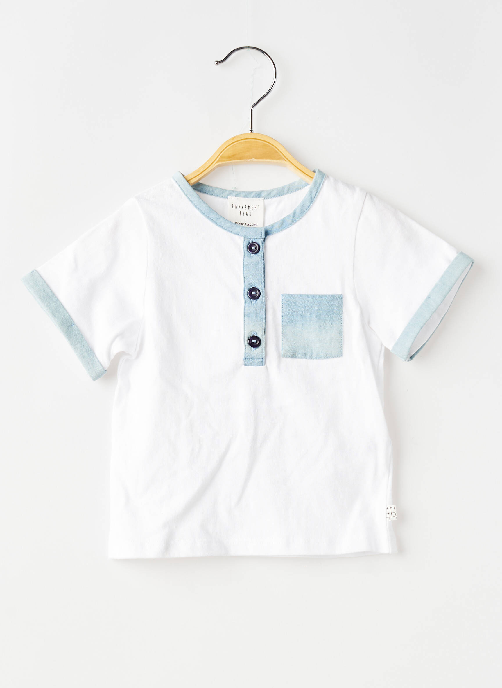 T-shirt stretch manches courtes blanc CARREMENT BEAU garçon