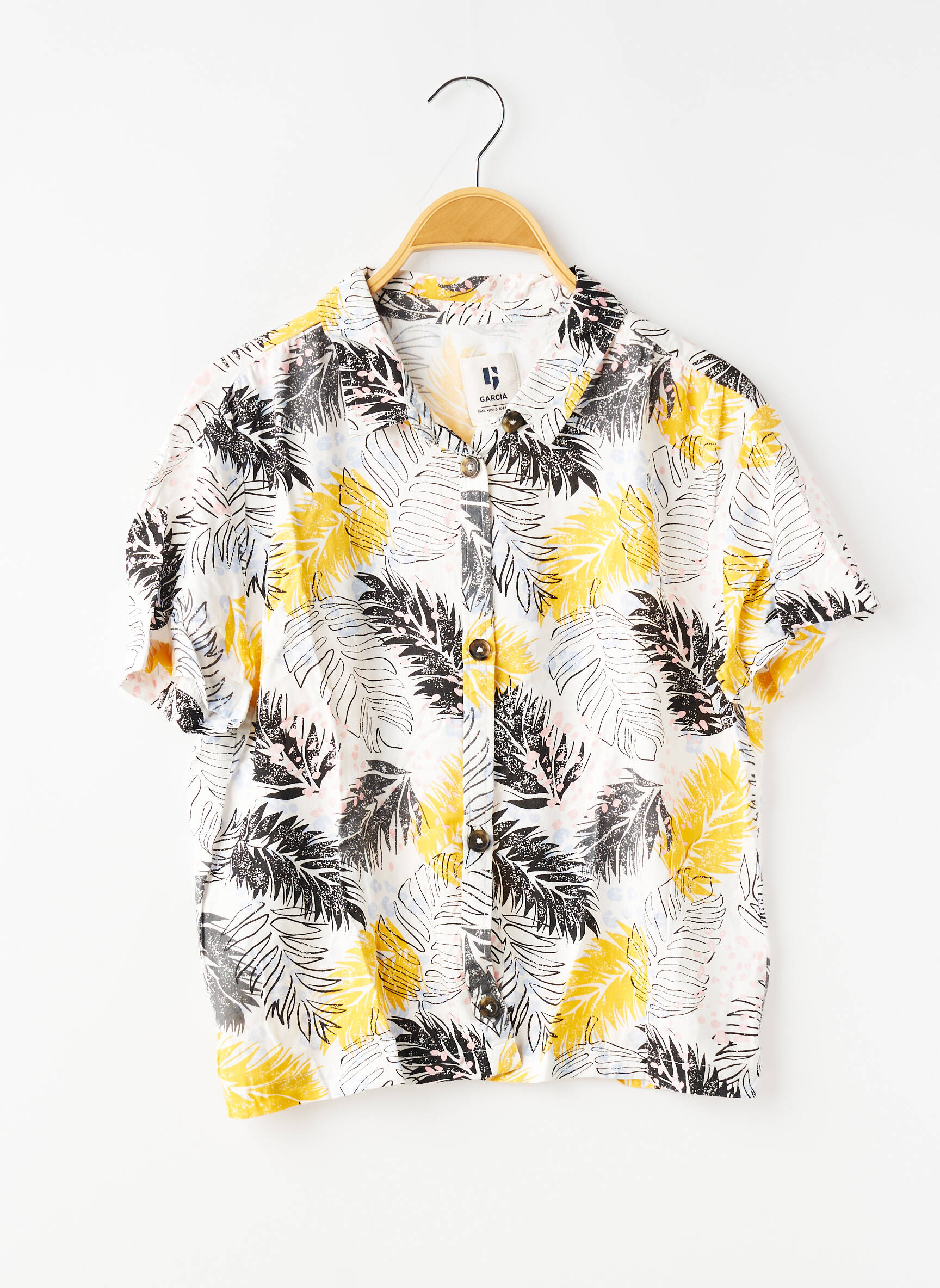 Chemise manches courtes tissage popeline jaune GARCIA garçon