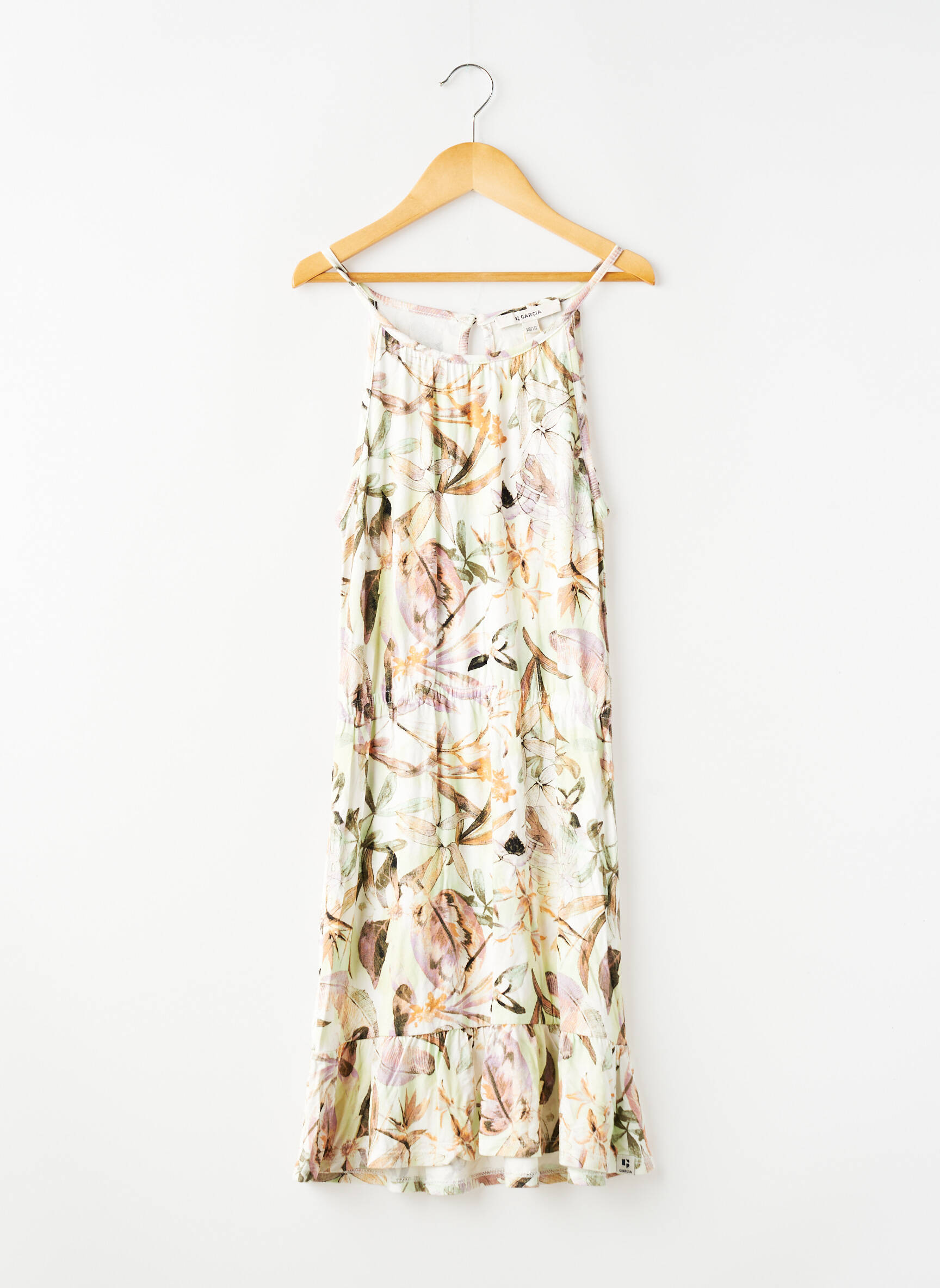 Robe mi-longue fines bretelles fines bretelles vert GARCIA fille