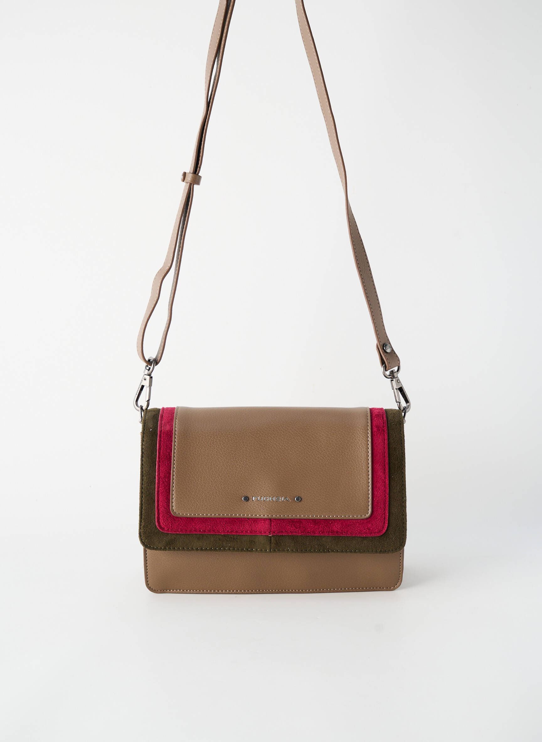 Sac doublure textile forme rectangulaire marron FUCHSIA femme