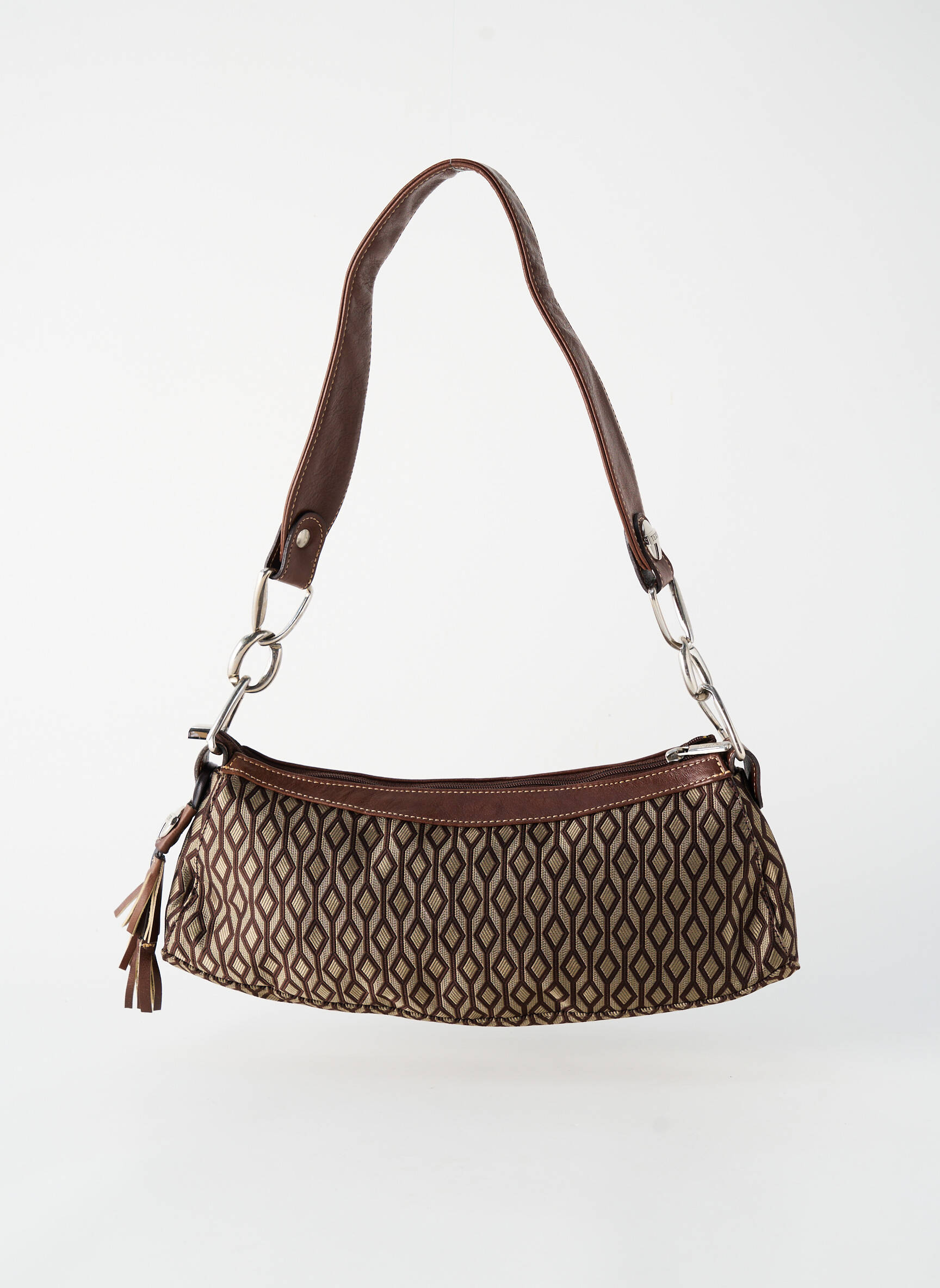 Sac fermeture zippée forme rectangulaire marron TEXIER femme