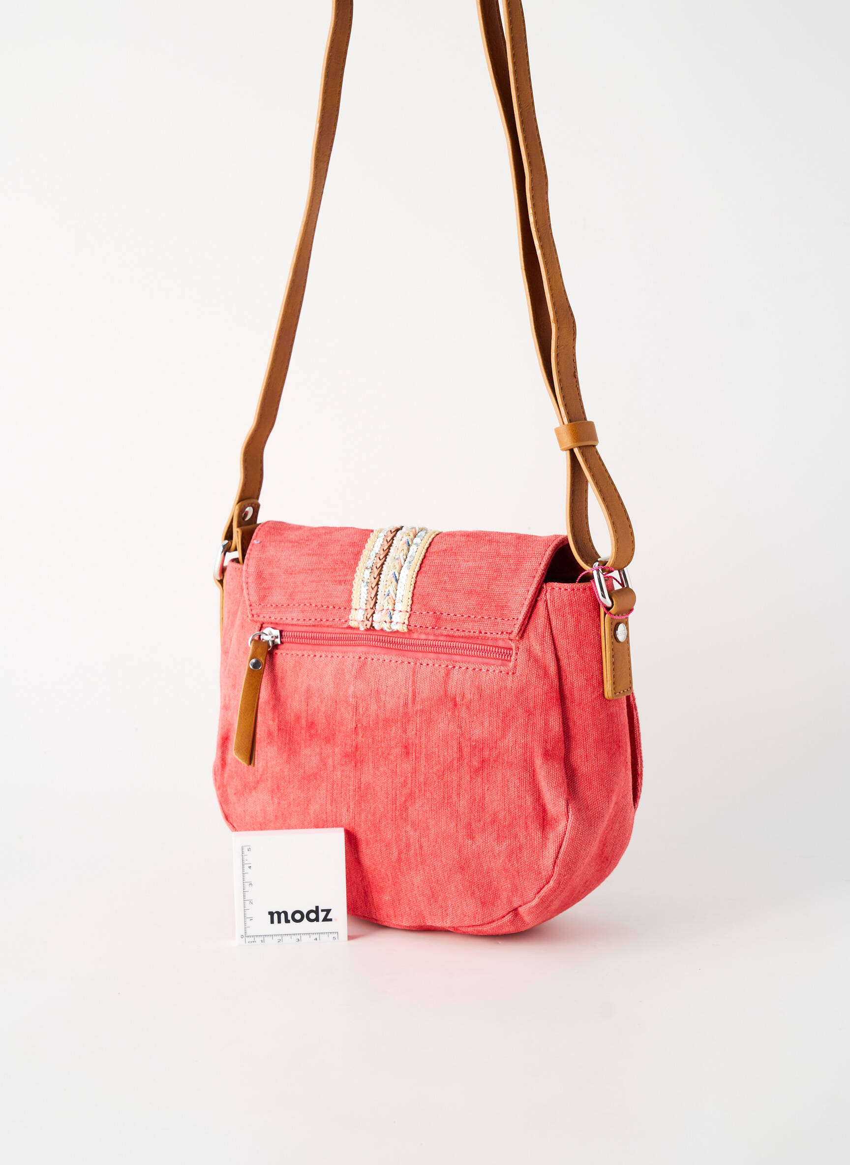 Sac fermeture zippée forme rectangulaire rouge FUCHSIA femme
