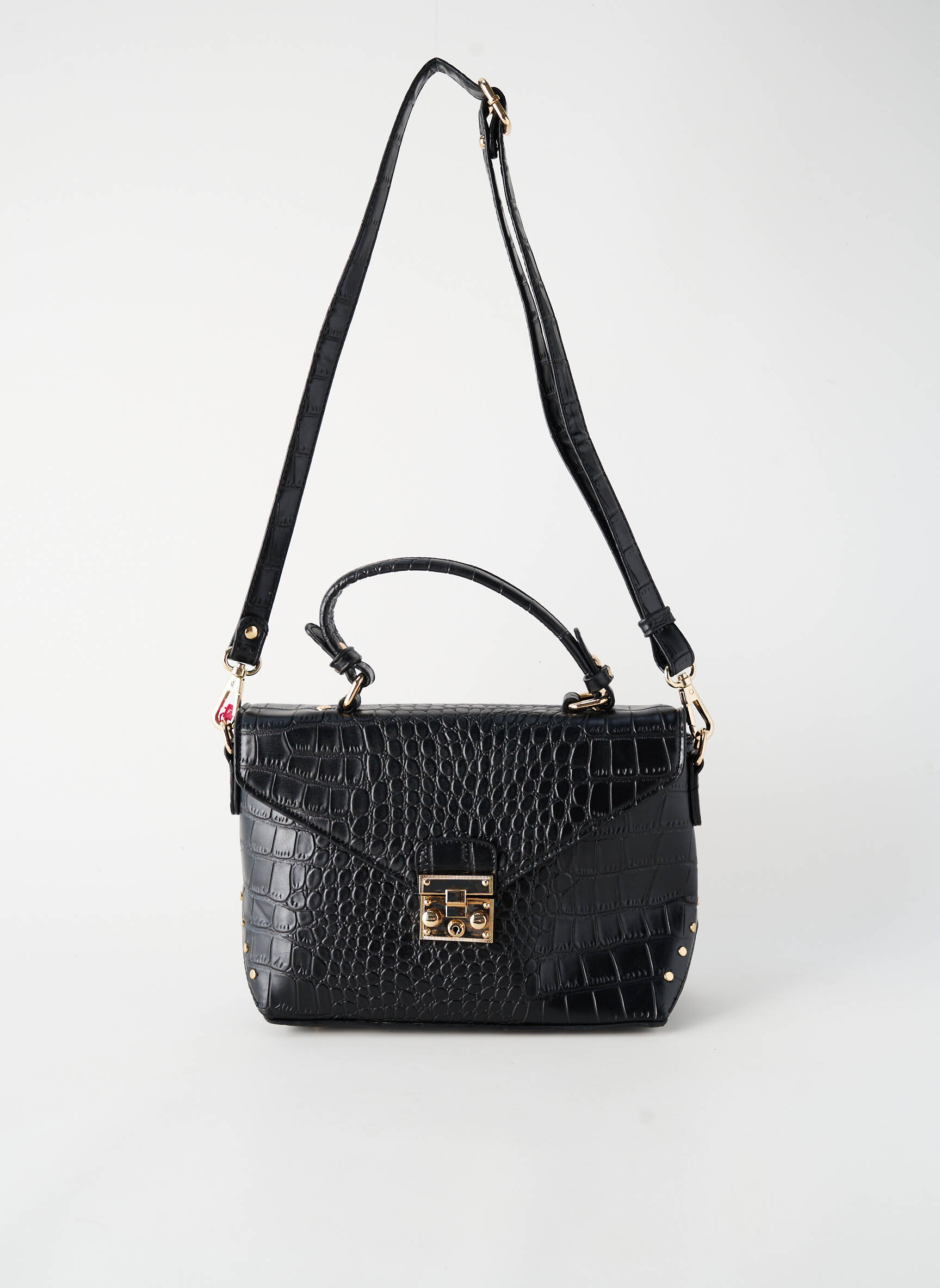 Sac doublure textile forme rectangulaire noir FUCHSIA femme