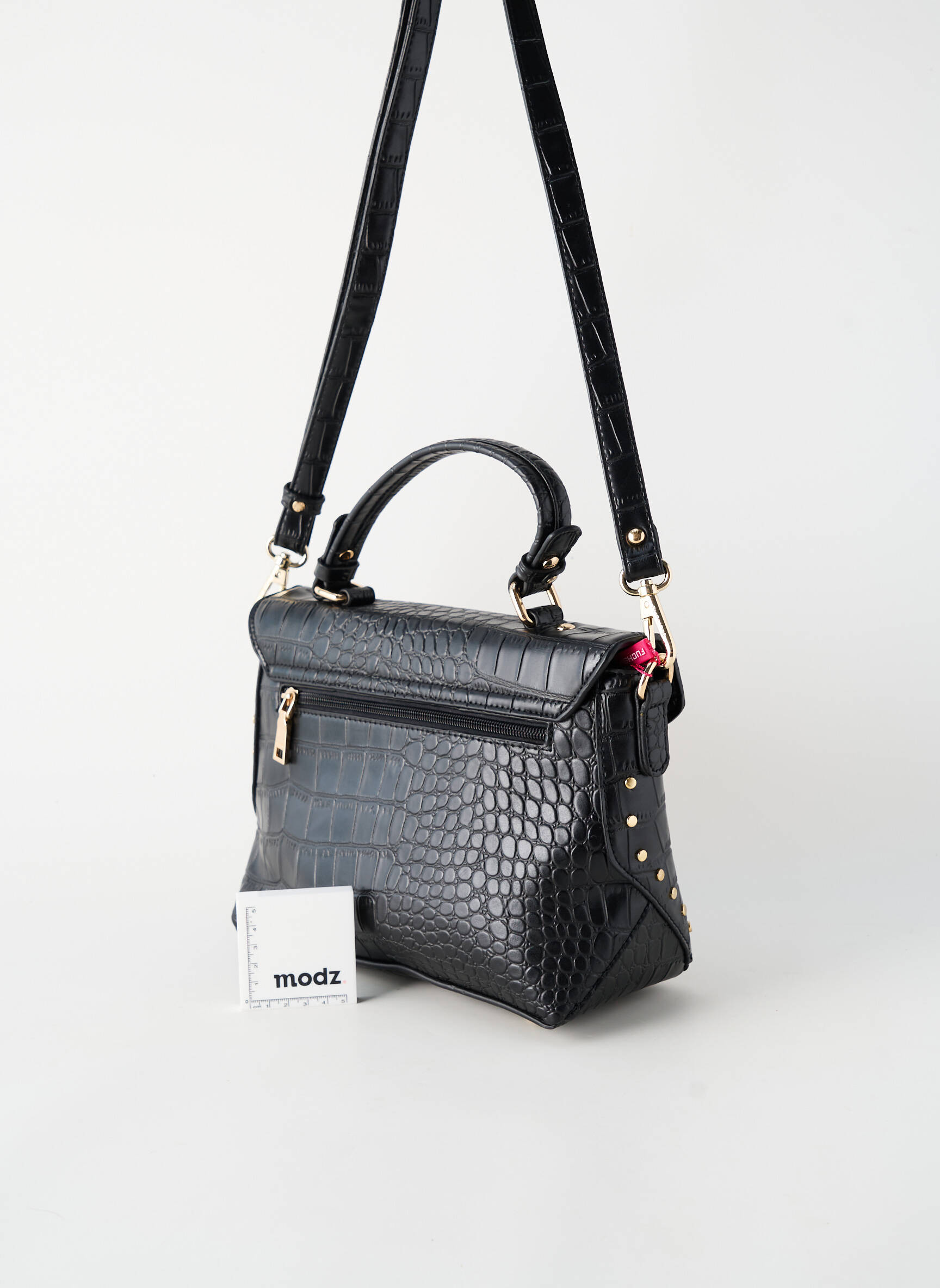 Sac doublure textile forme rectangulaire noir FUCHSIA femme