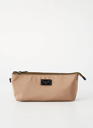 Trousse broderie marron FUCHSIA femme