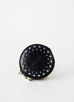 Porte-monnaie doublure textile noir FUCHSIA femme